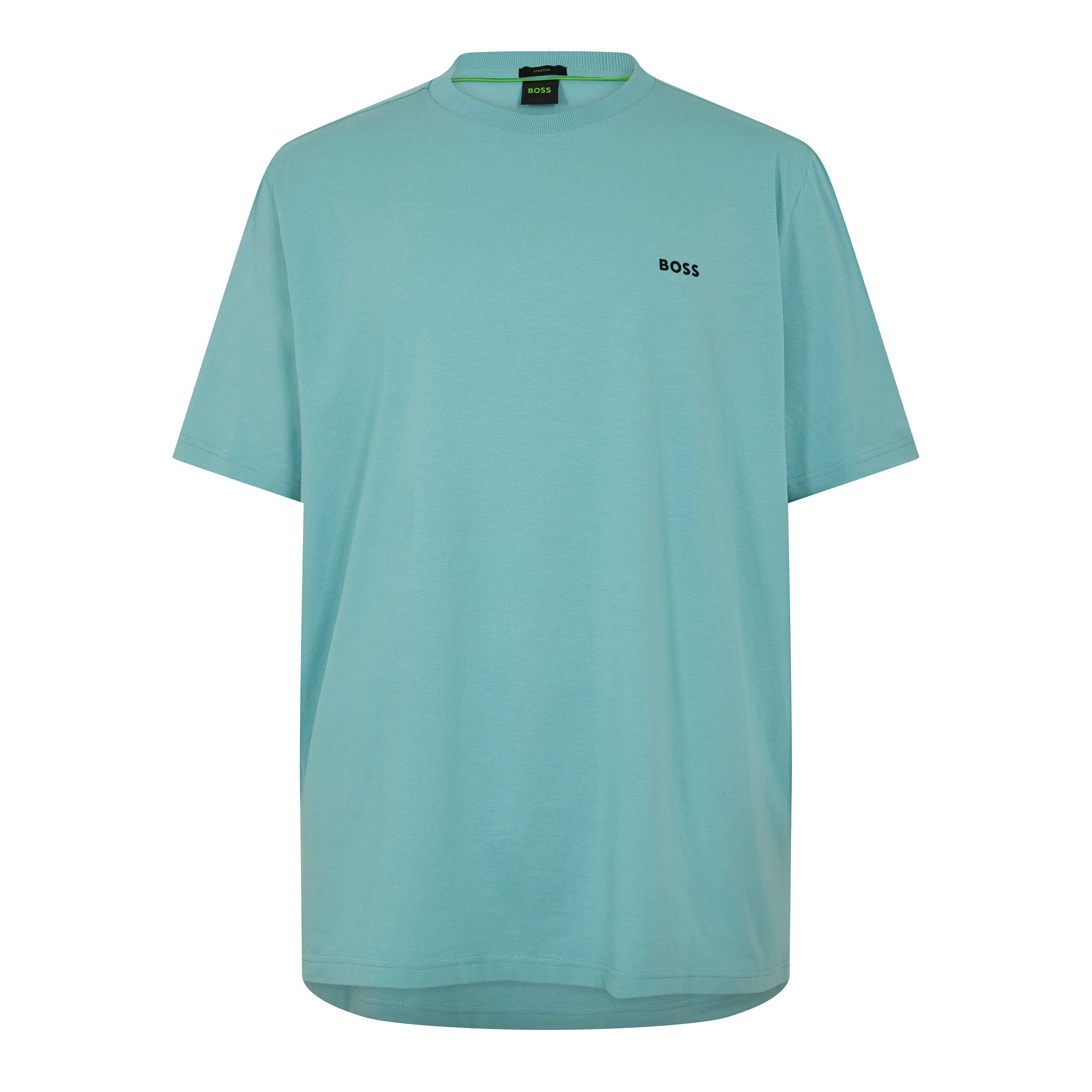 Boss Men's Green T-Shirt With Logo Design Stretch Cotton - Aqua 445 - M