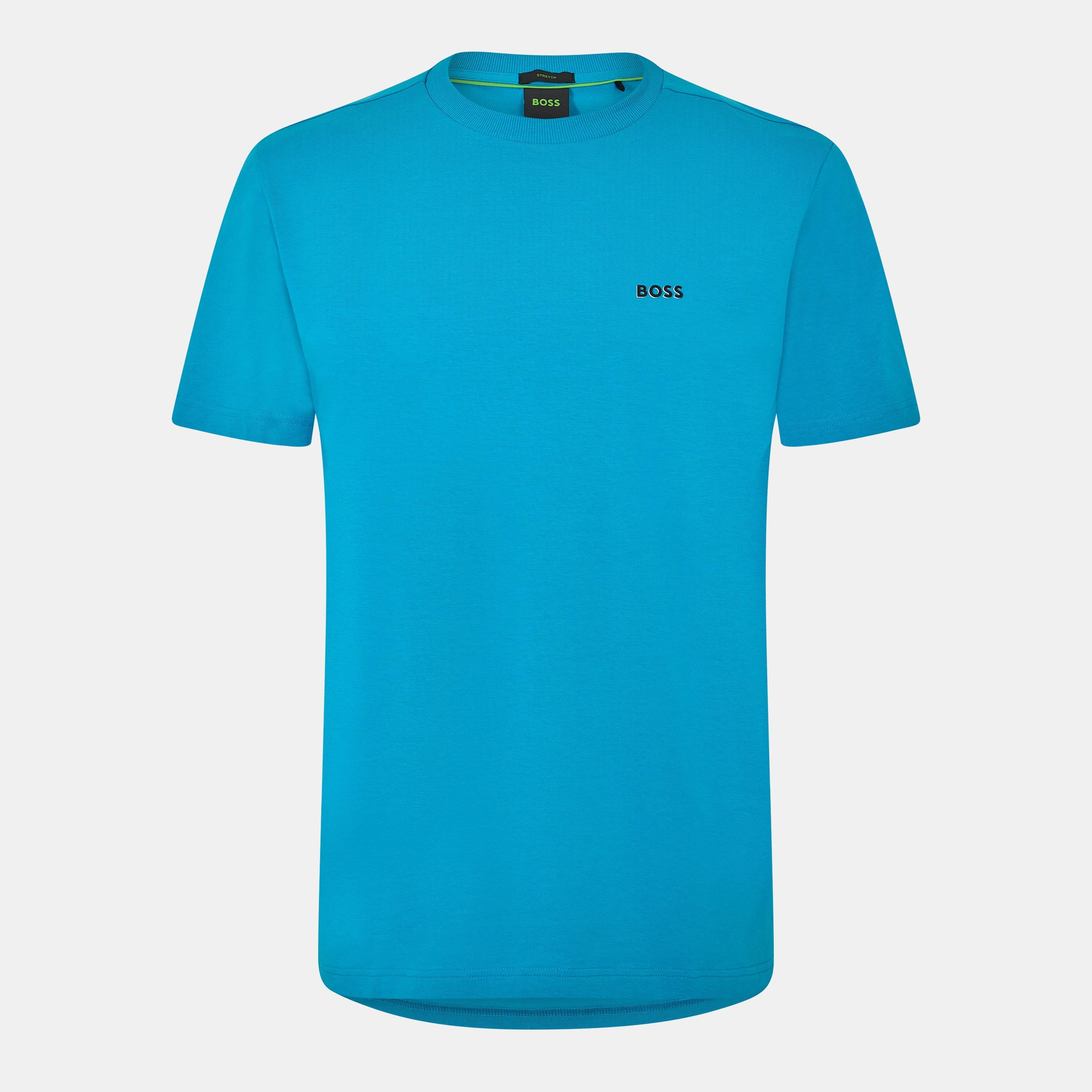 Boss Men's Green T-Shirt With Logo Design Stretch Cotton - Turquoise/Aqua - M