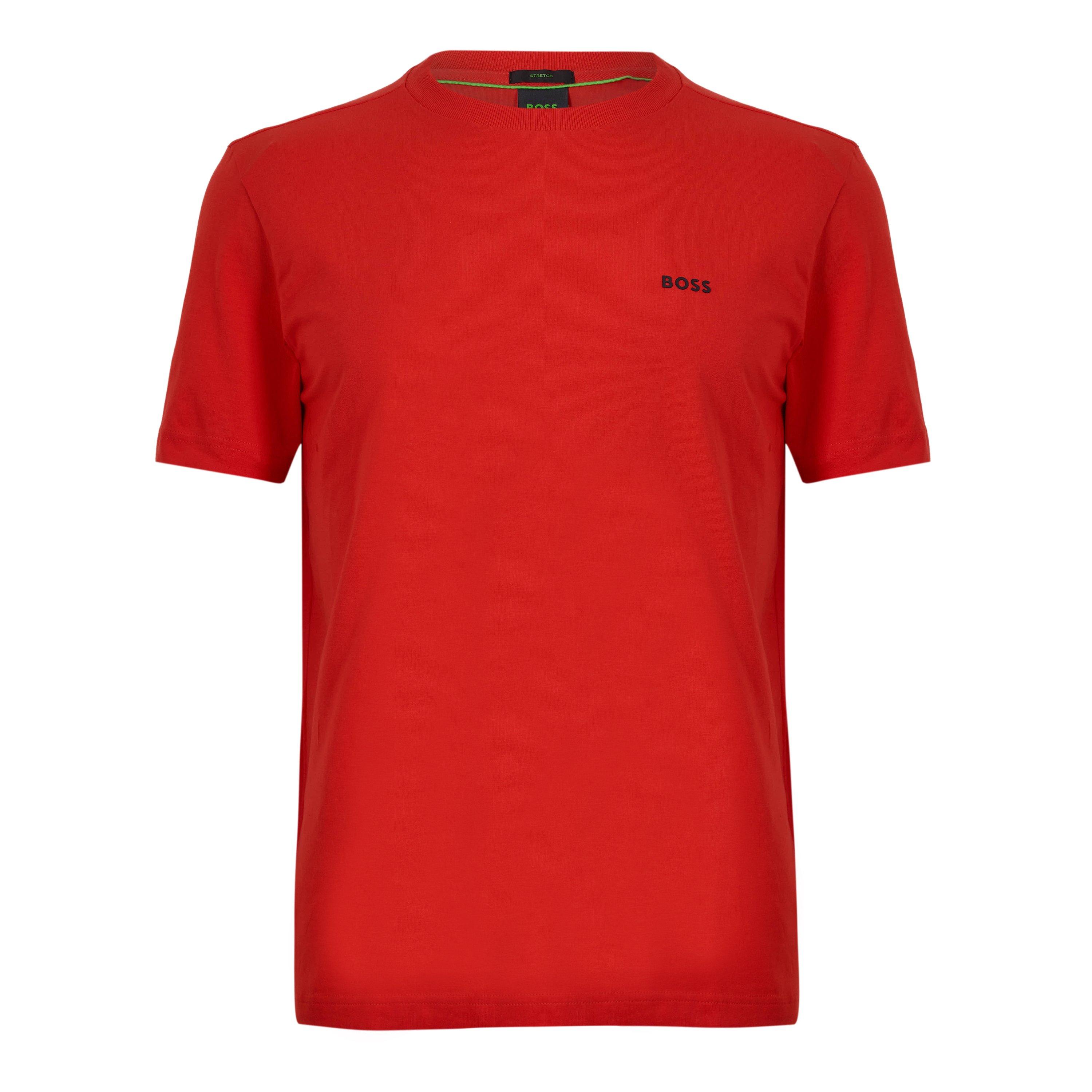 Boss Mens BOSS GREEN T-Shirt with Logo Design Stretch Cotton - Red 610 - Size 2XL