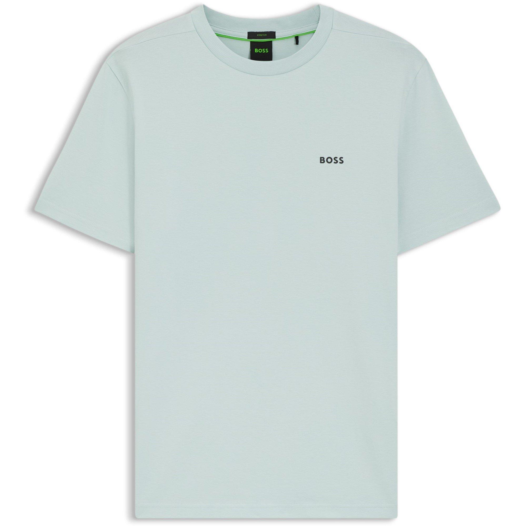 Boss Men's Green T-Shirt With Logo Design Stretch Cotton - Turquoise 447 - XL