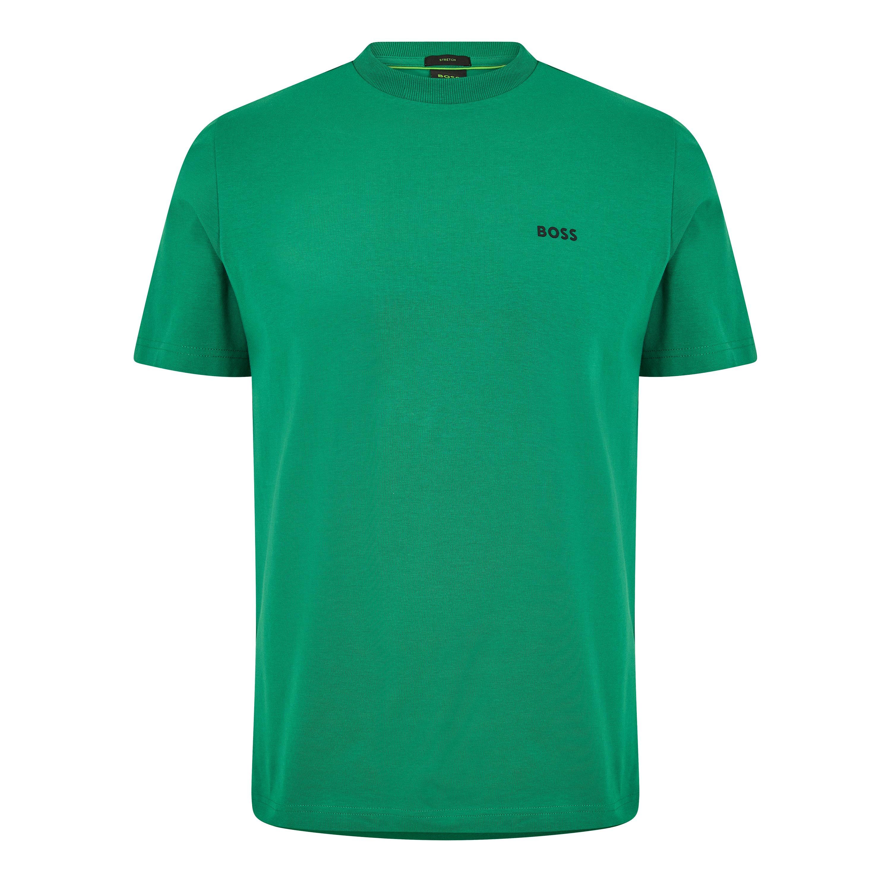 Boss Men's Green T-Shirt With Logo Design Stretch Cotton - Green 319 - L