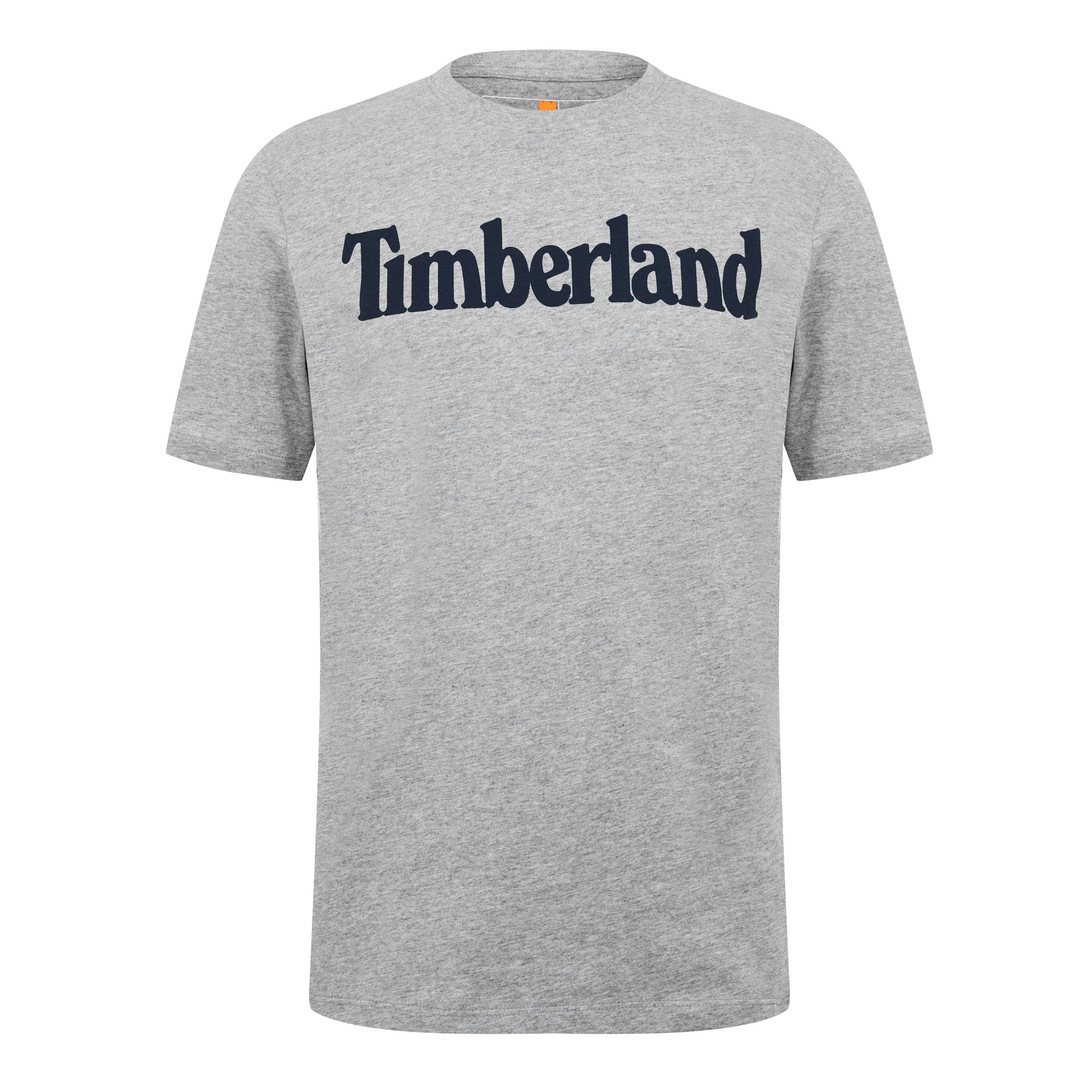 Timberland Men's Wordmark Logo T-Shirt - Med Grey Hthr - S