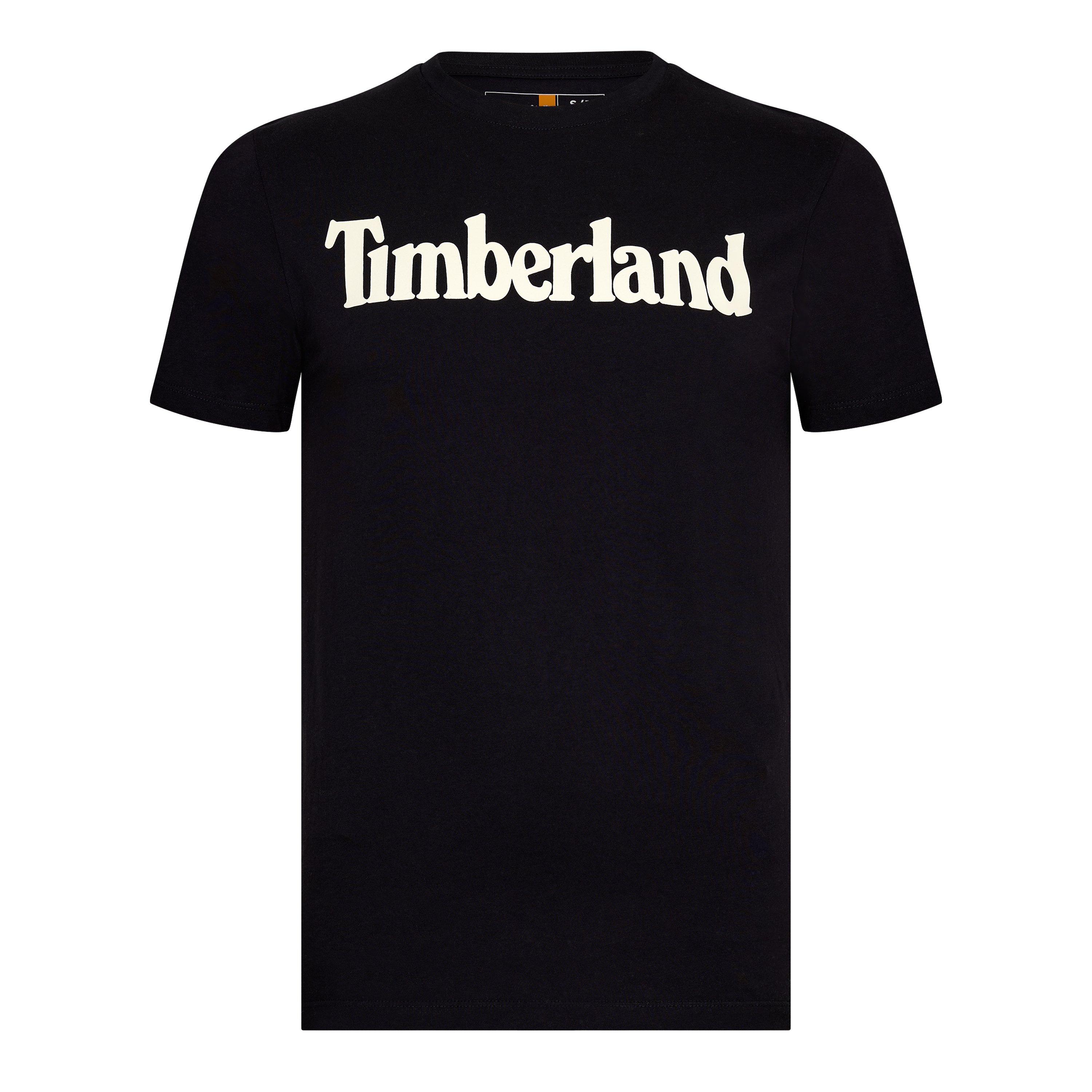 Black - Timberland - Men's Wordmark Logo T-Shirt - 1