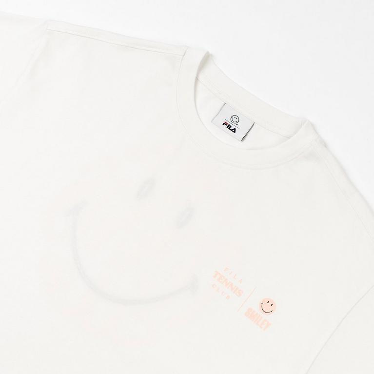 White - Fila - Tennis Club x Smiley Graphic Adults T Shirts - 3