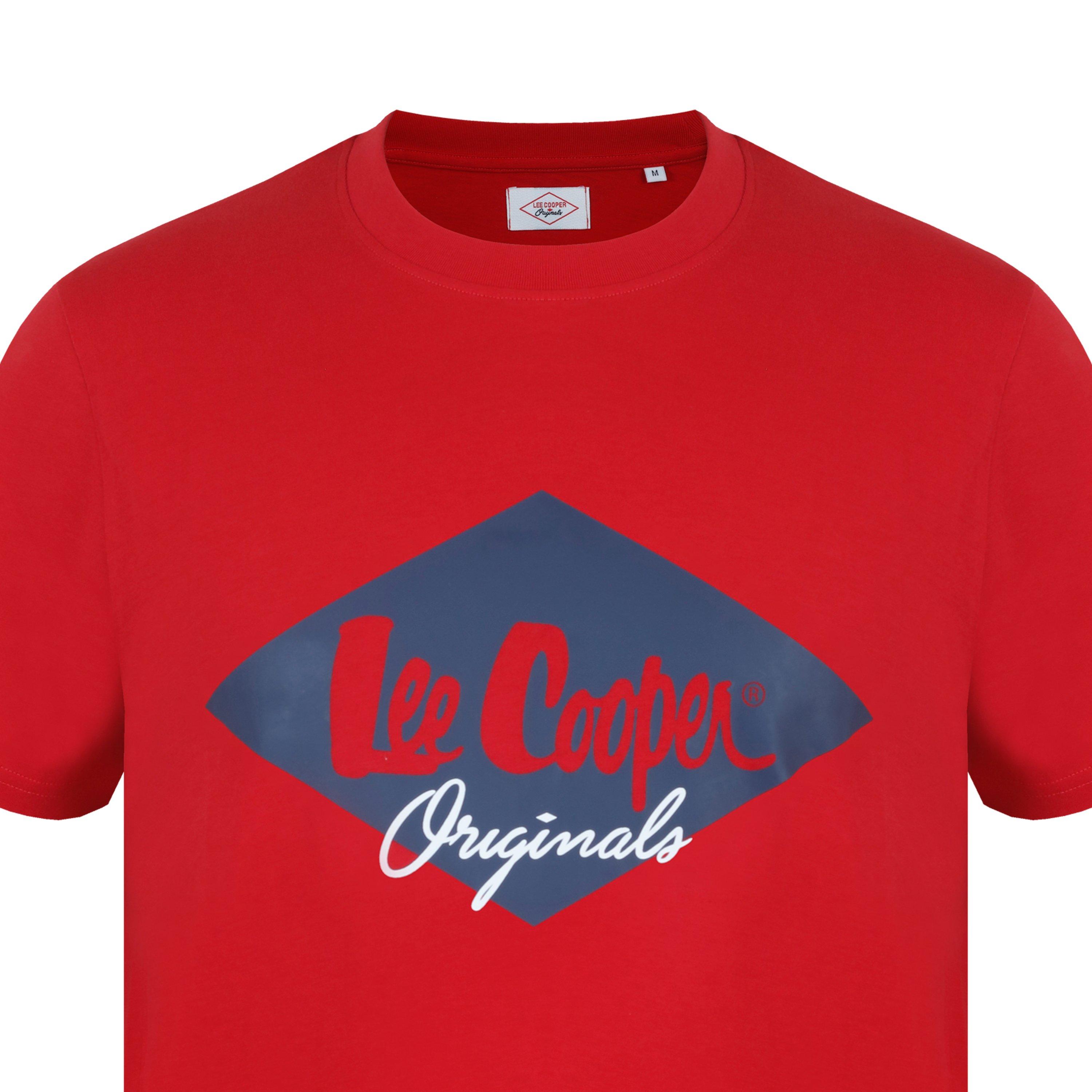 Red - Lee Cooper - Cooper Logo T Shirt Mens - 4