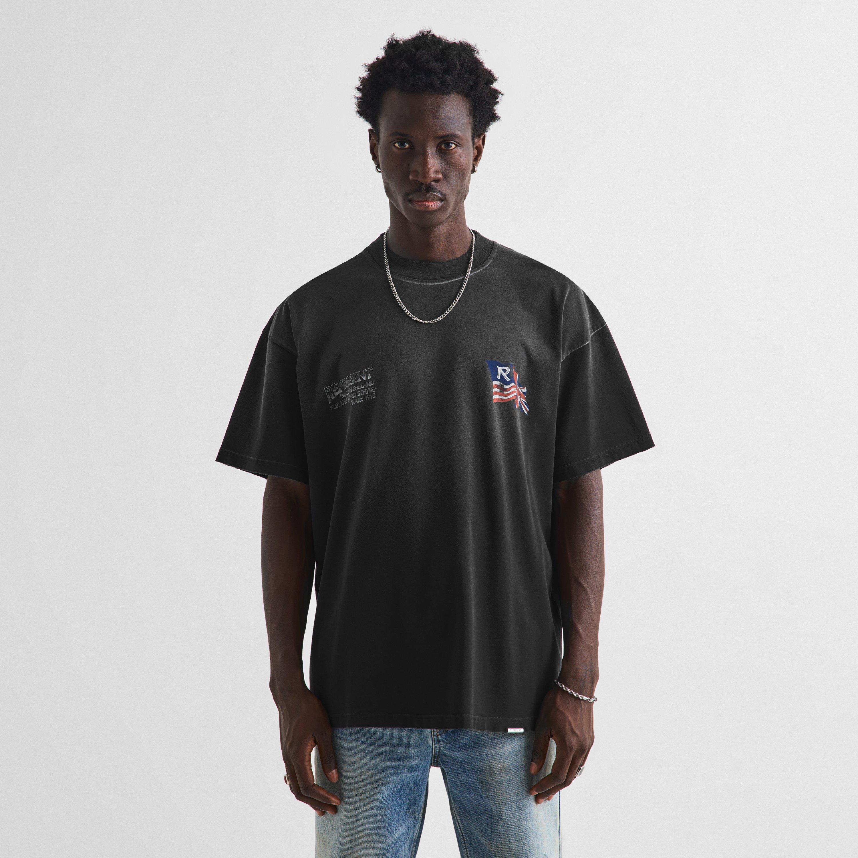 Black - Represent - Men's Eagle Flag Cotton Short-Sleeve Oversized T-Shirt - 3