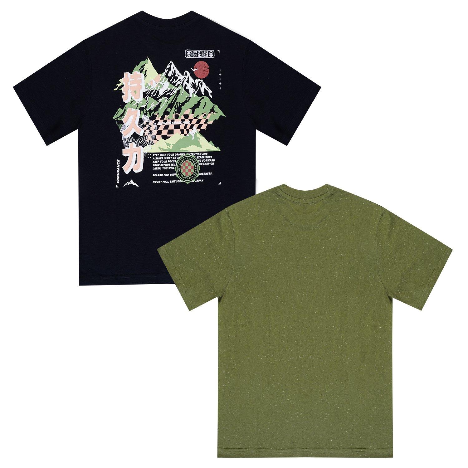 Noir/Vert - Firetrap - Japan Pack Regular Fit T-Shirt - 8