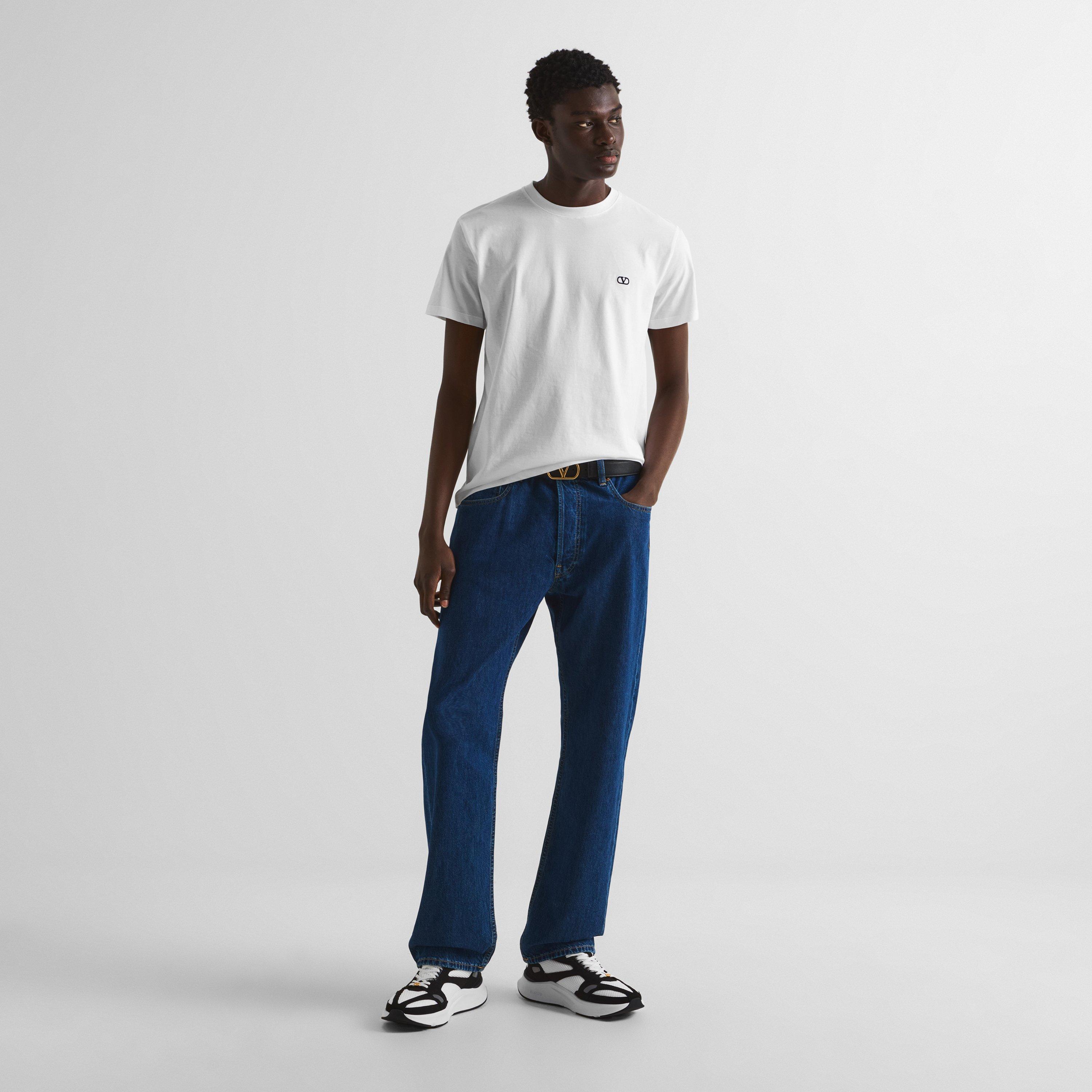 White - Valentino - Men's Signature Cotton Crew-Neck T-Shirt - 6