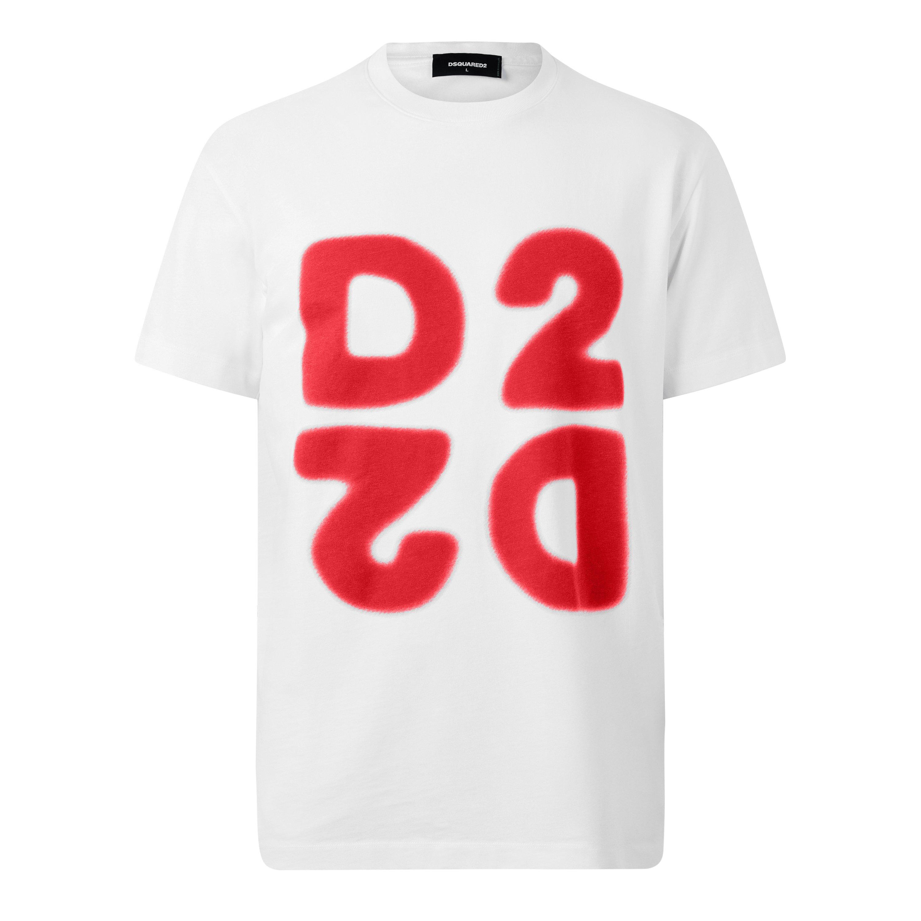 Dsquared2 Men's Dsq D2 Logo Tee Sn64 - White/Red - XL