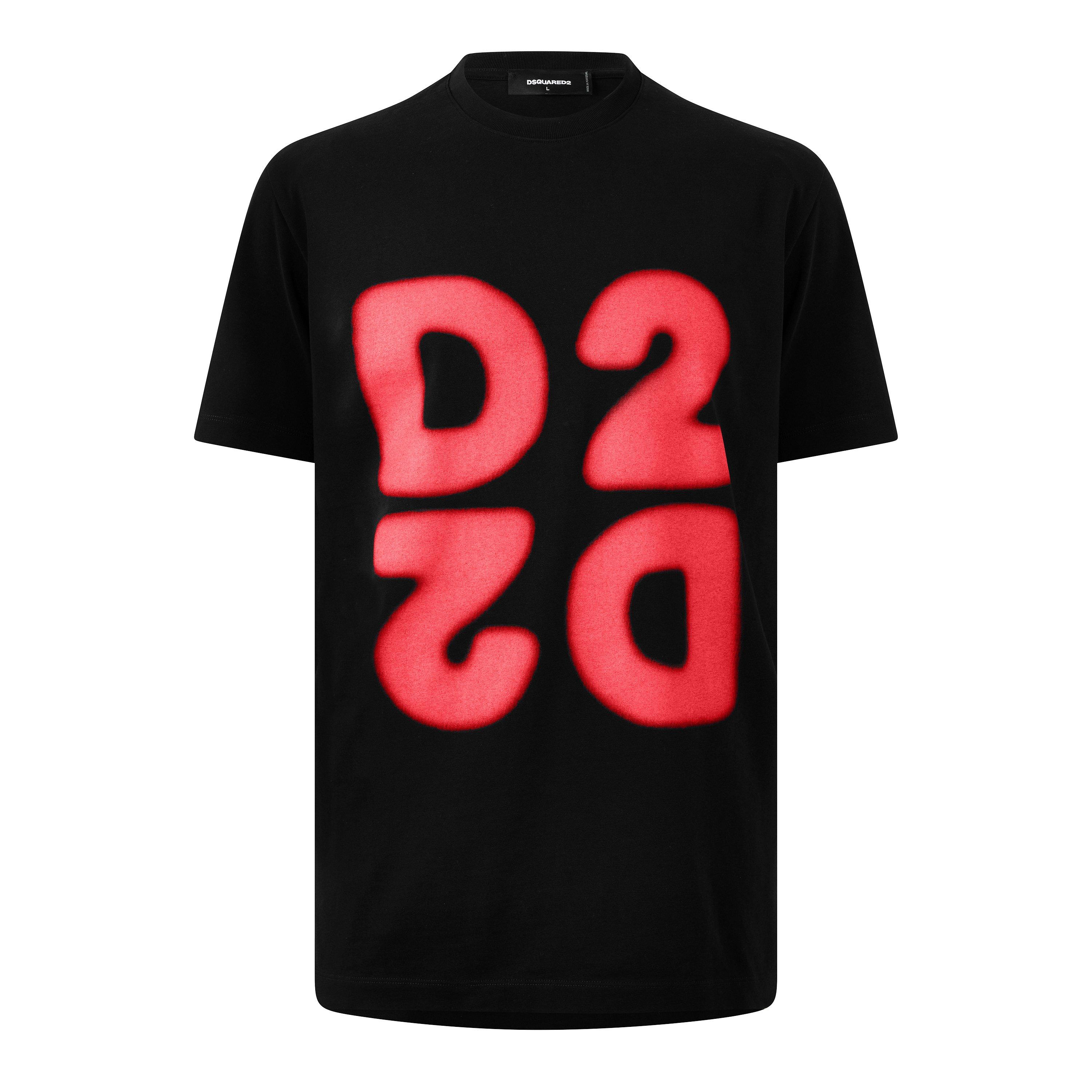 DSquared2 DSQ D2 Logo Tee Sn64 - Black/Red - XL