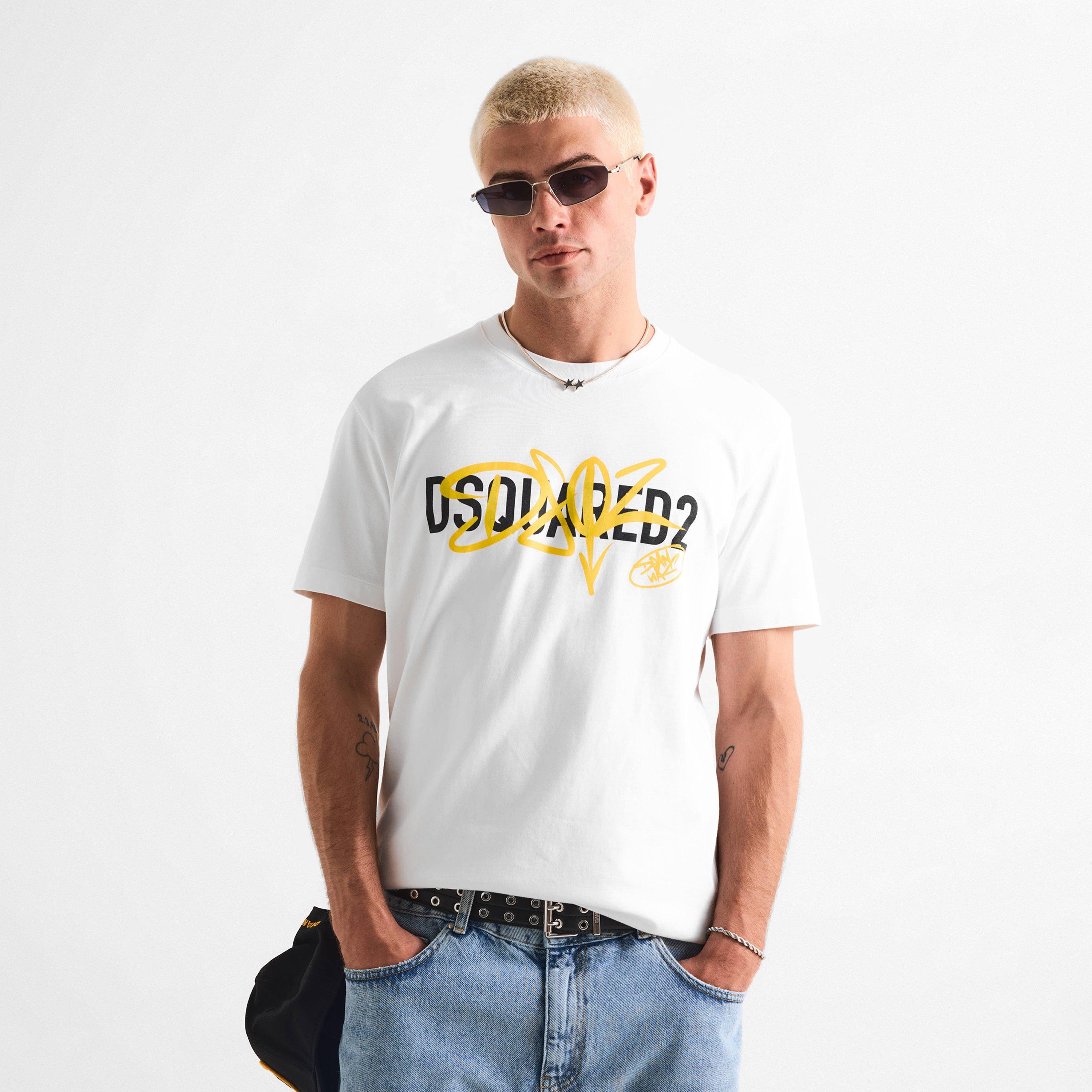 White/Yellow - DSquared2 - DSQ Sig Logo Tee Sn63 - 3