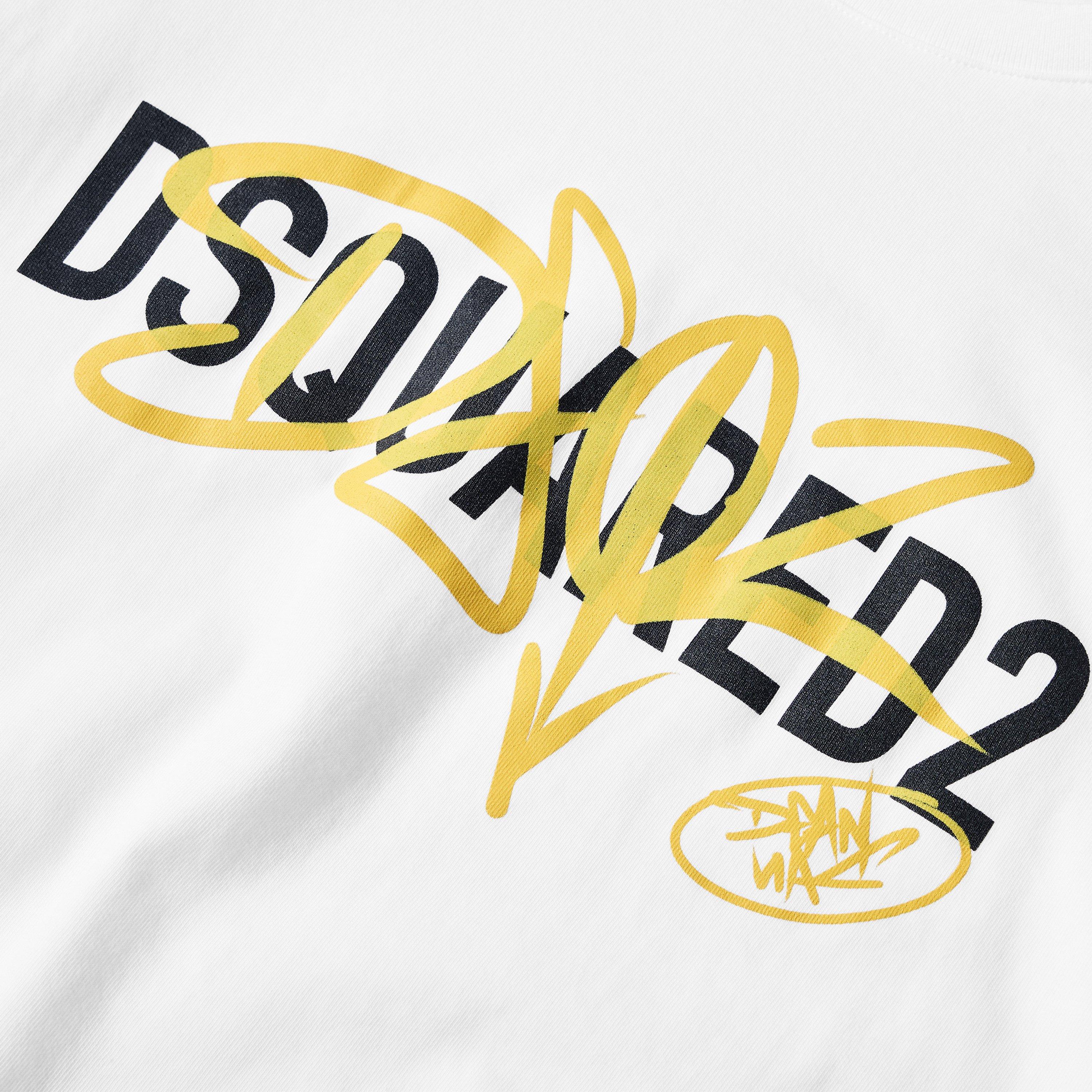 White/Yellow - DSquared2 - DSQ Sig Logo Tee Sn63 - 5