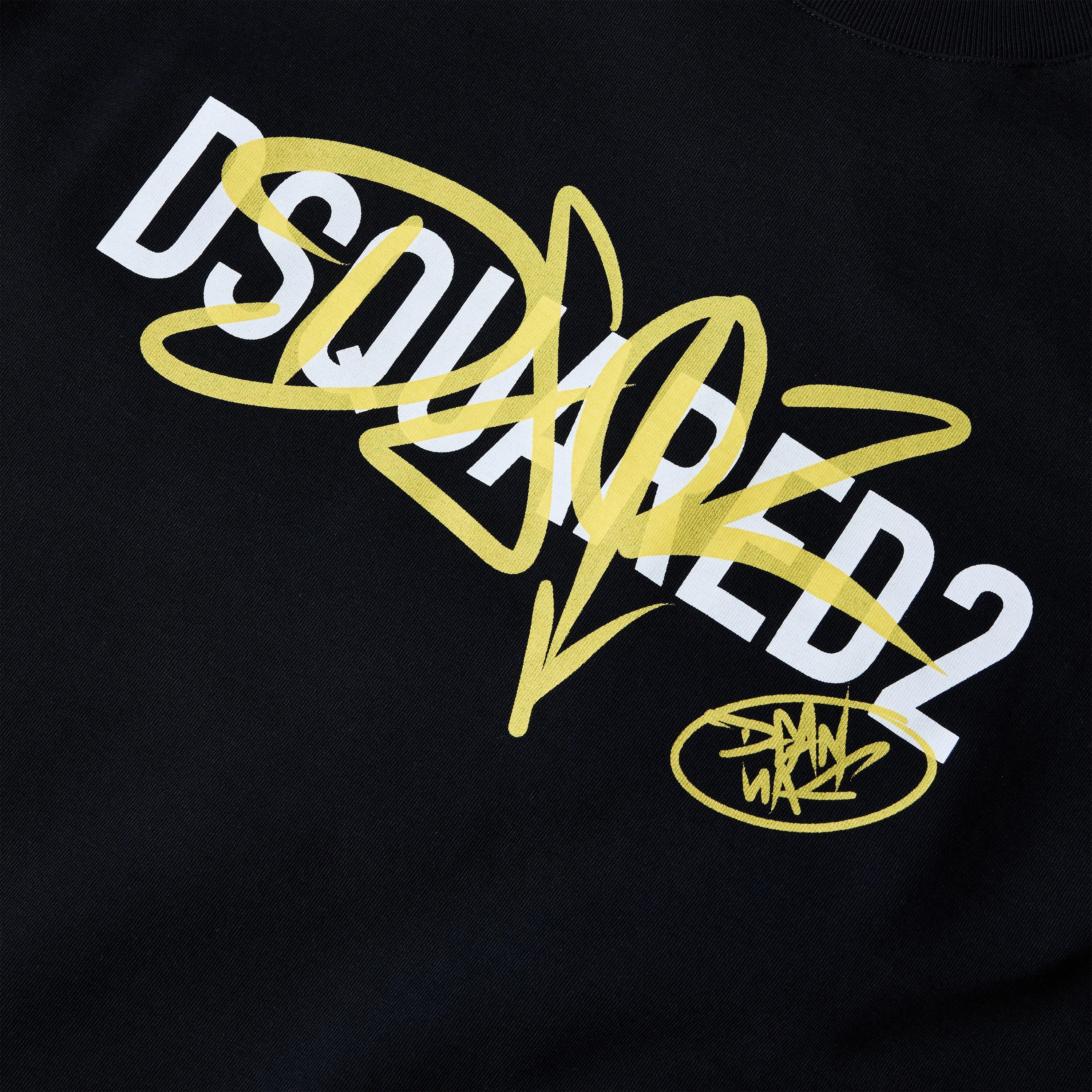 Black/Yellow - DSquared2 - DSQ Sig Logo Tee Sn63 - 3