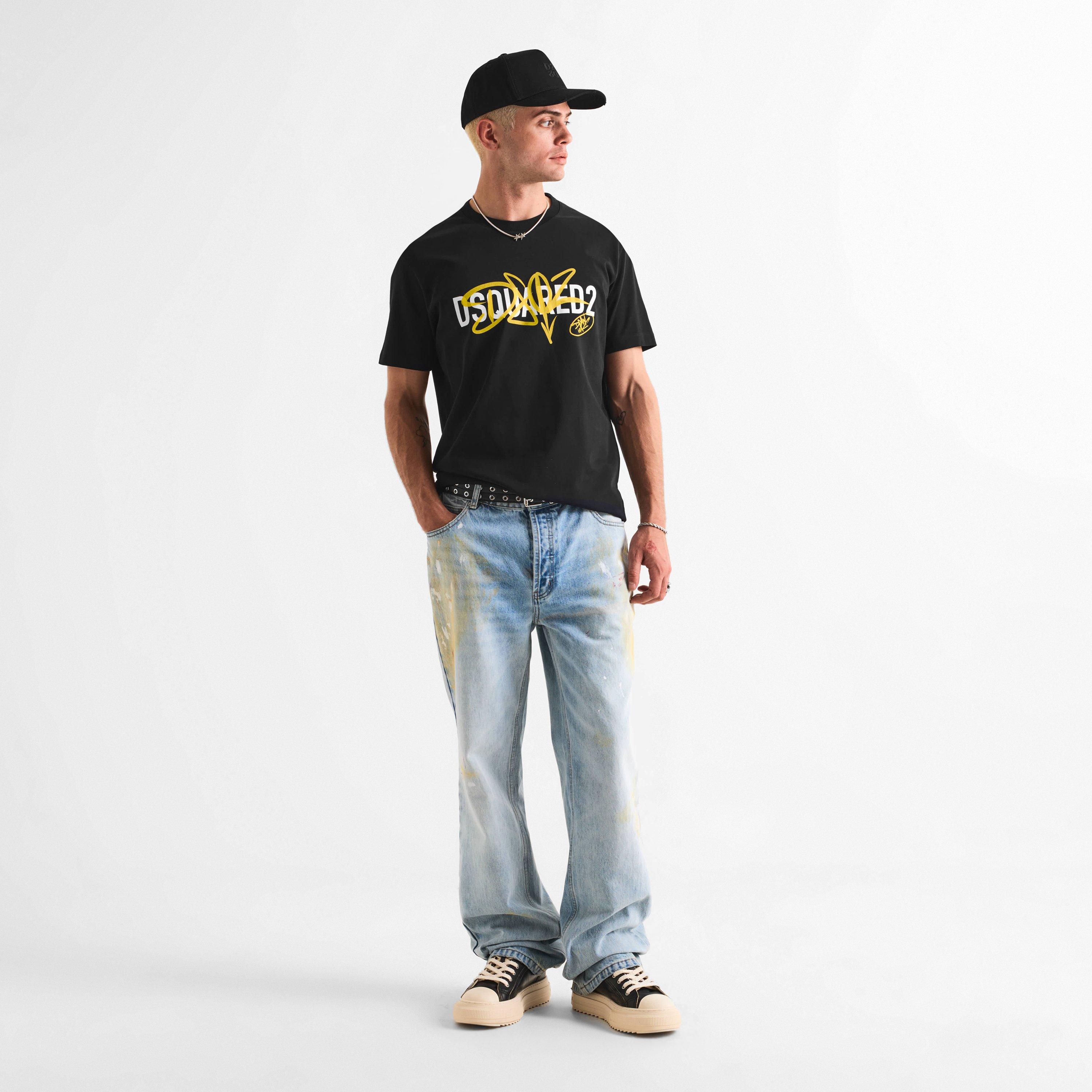 Black/Yellow - DSquared2 - DSQ Sig Logo Tee Sn63 - 6