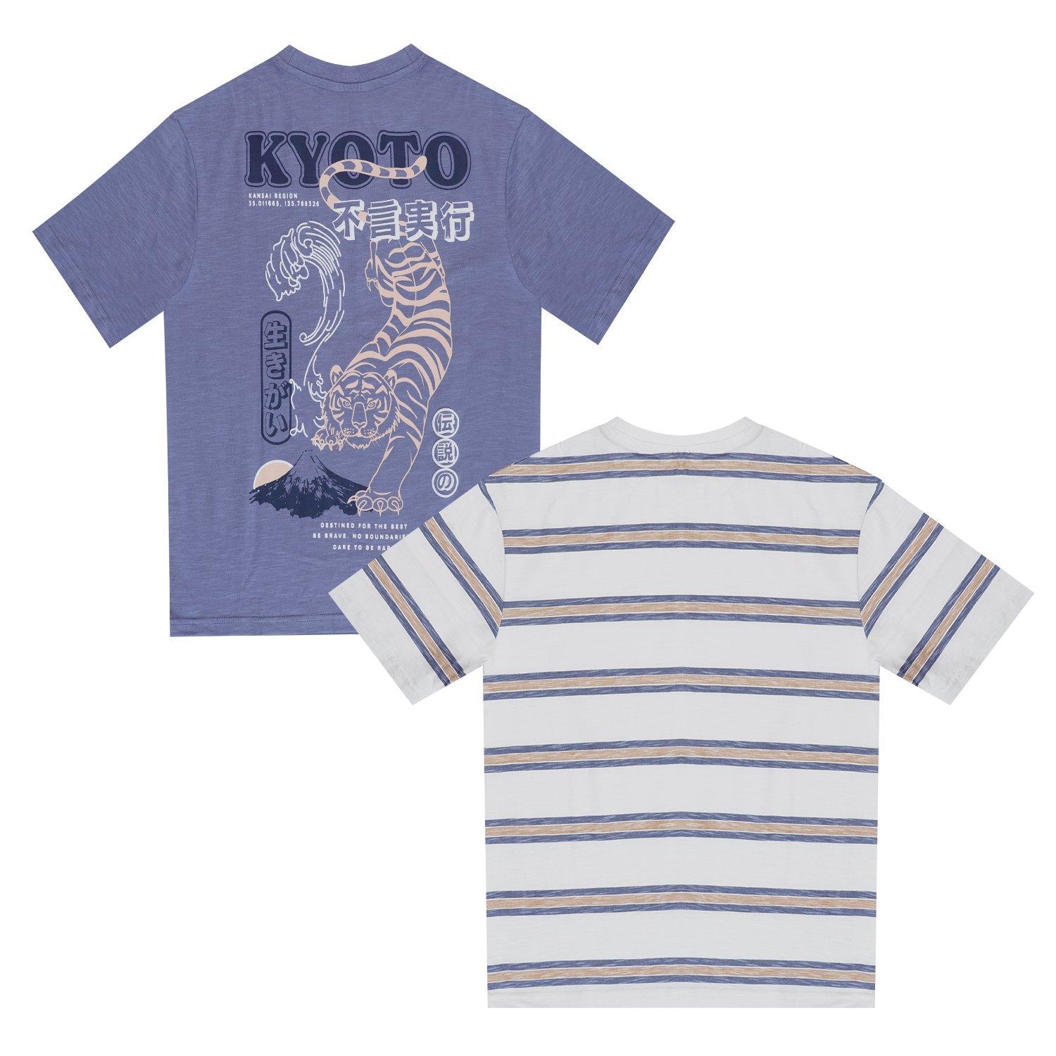 Bleu/Multi - Firetrap - Japan Pack Regular Fit T-Shirt - 8