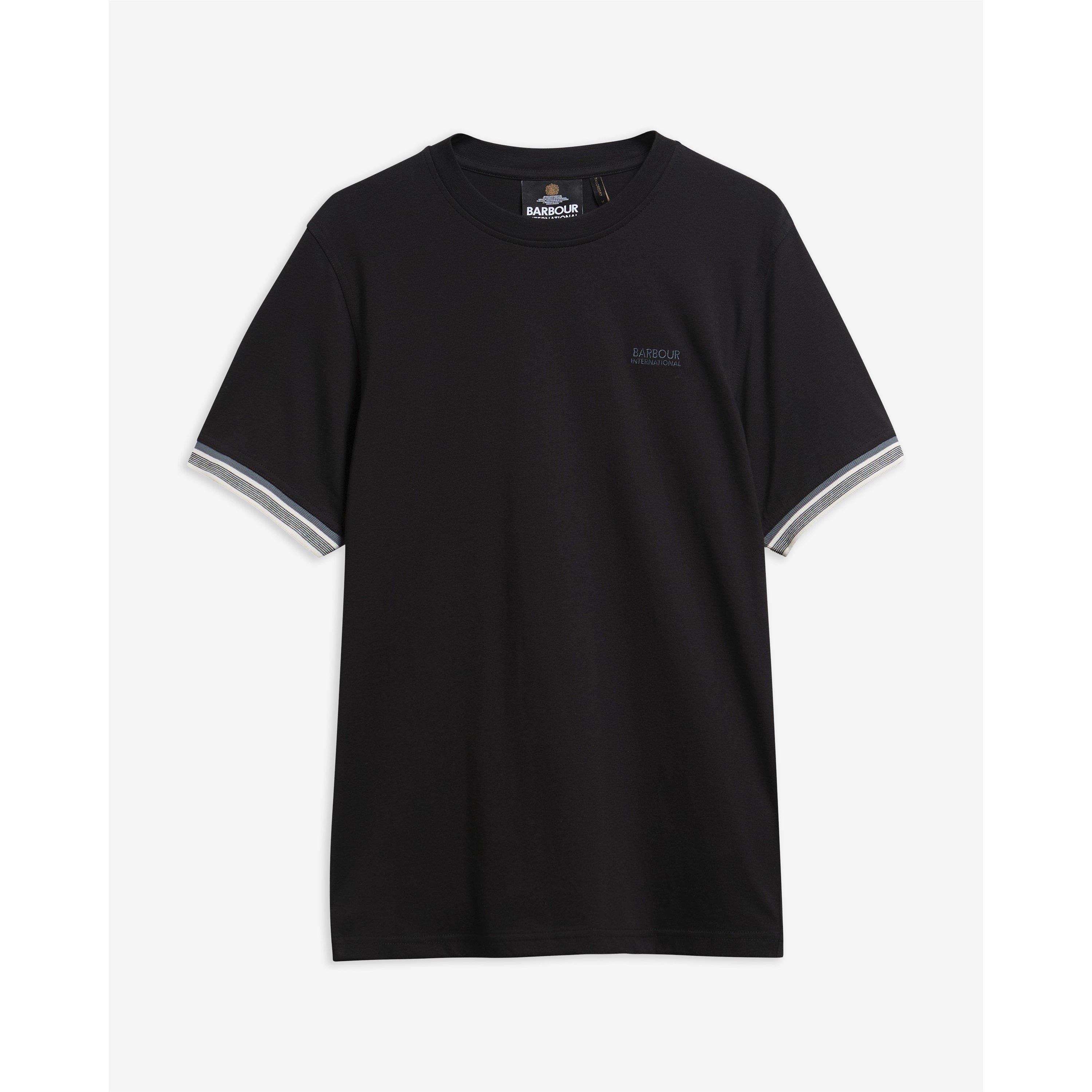 Black BK11 - Barbour International - Men's Newport Tipped Cotton Short-Sleeve Crew-Neck T-Shirt - 2