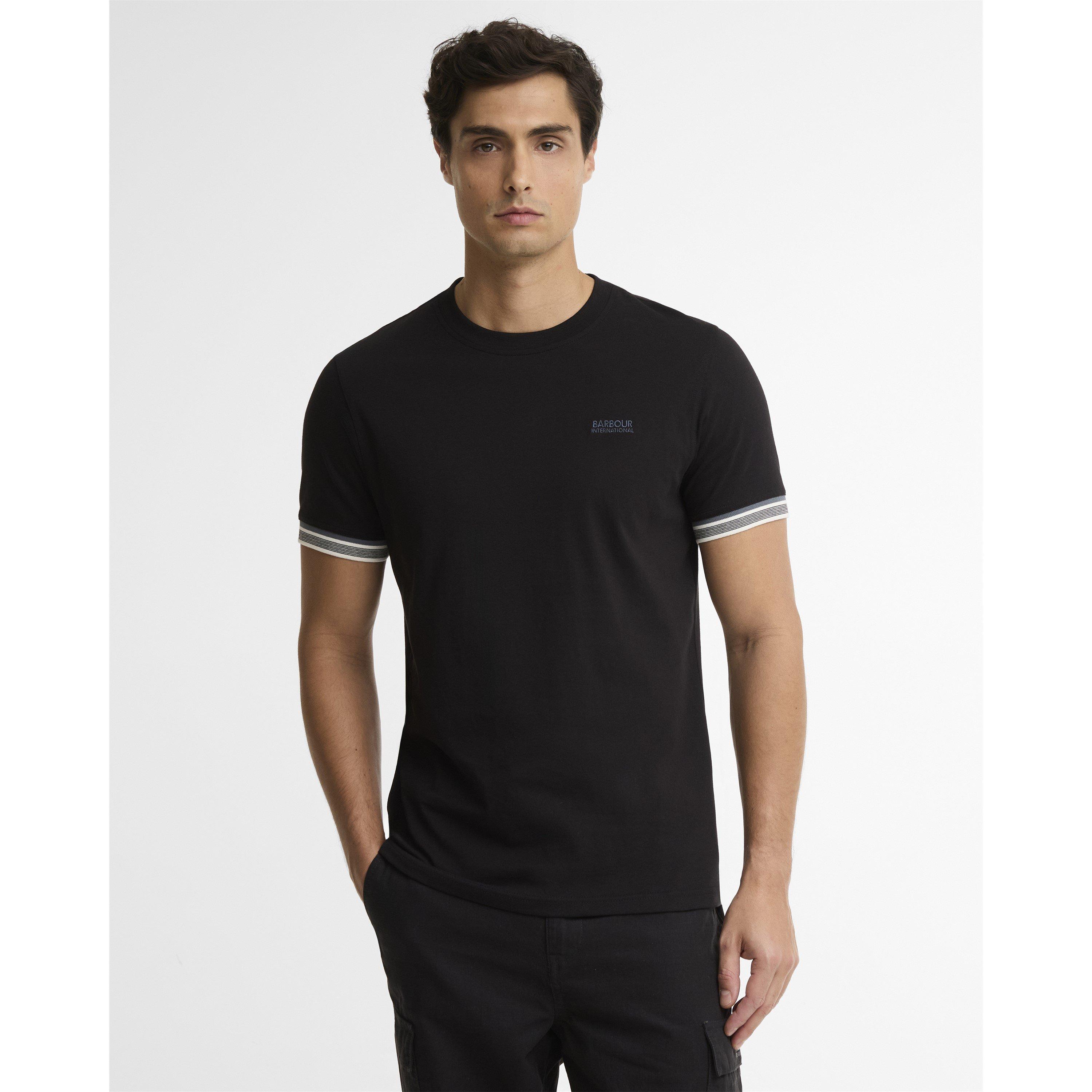Black BK11 - Barbour International - Men's Newport Tipped Cotton Short-Sleeve Crew-Neck T-Shirt - 3