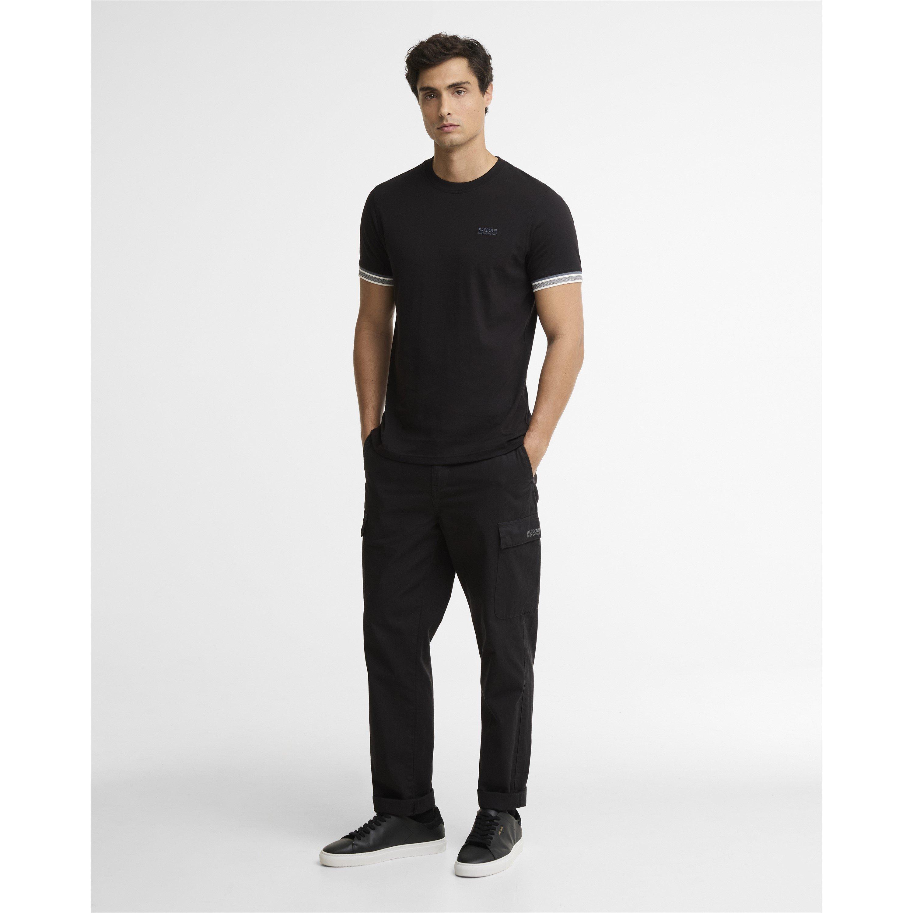 Black BK11 - Barbour International - Men's Newport Tipped Cotton Short-Sleeve Crew-Neck T-Shirt - 7