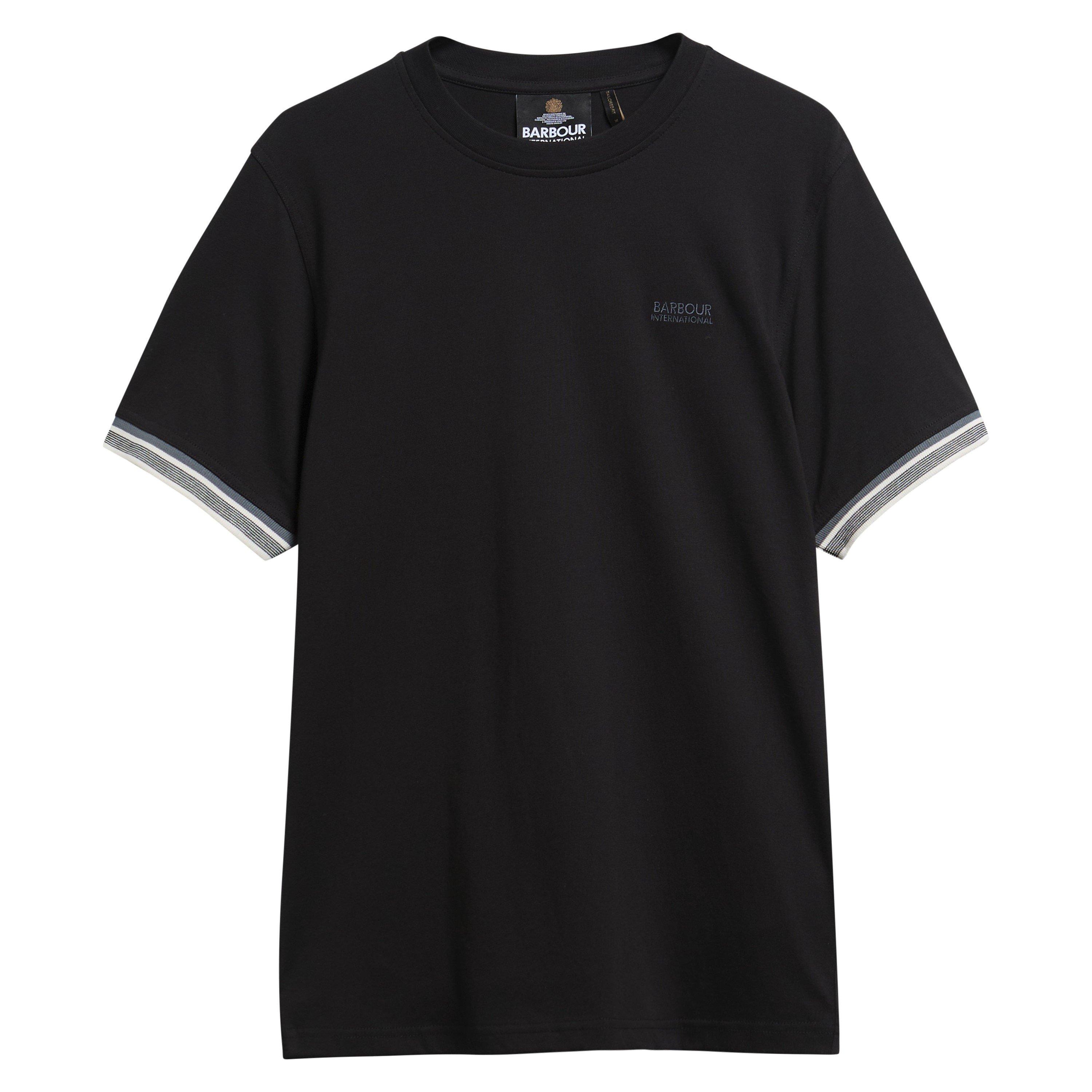 Black BK11 - Barbour International - Men's Newport Tipped Cotton Short-Sleeve Crew-Neck T-Shirt - 8