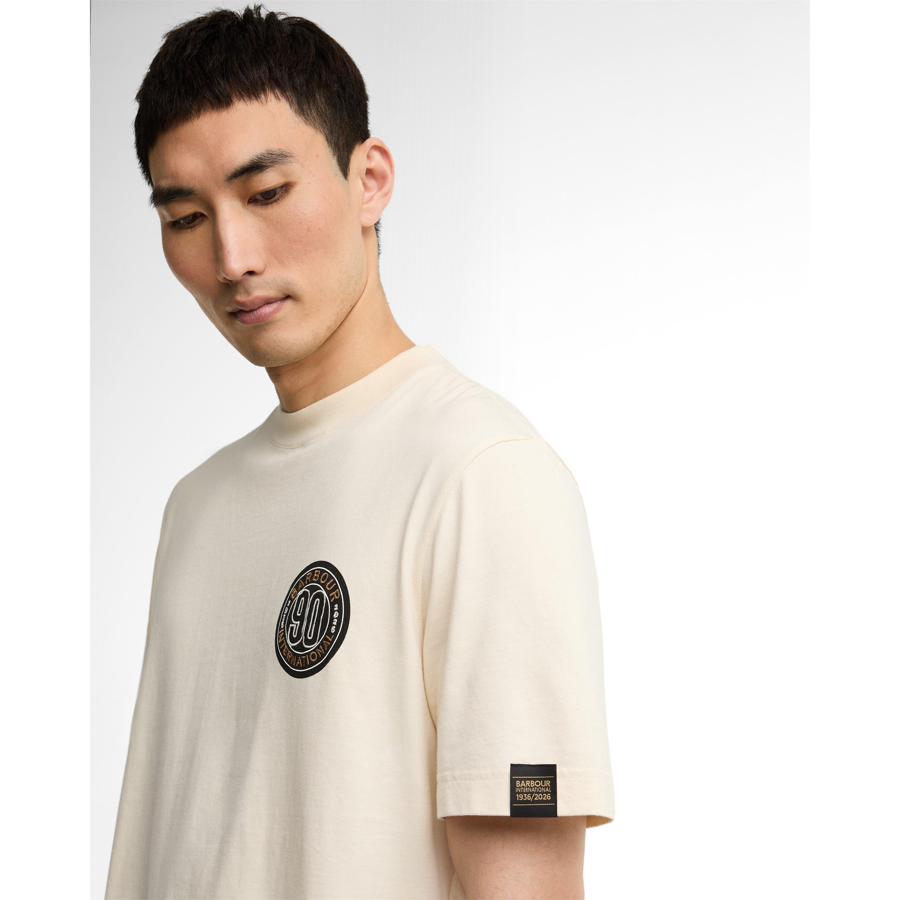 Chalk ST13 - Barbour International - Men's 90th Anniversary Cotton Short-Sleeve T-Shirt - 9