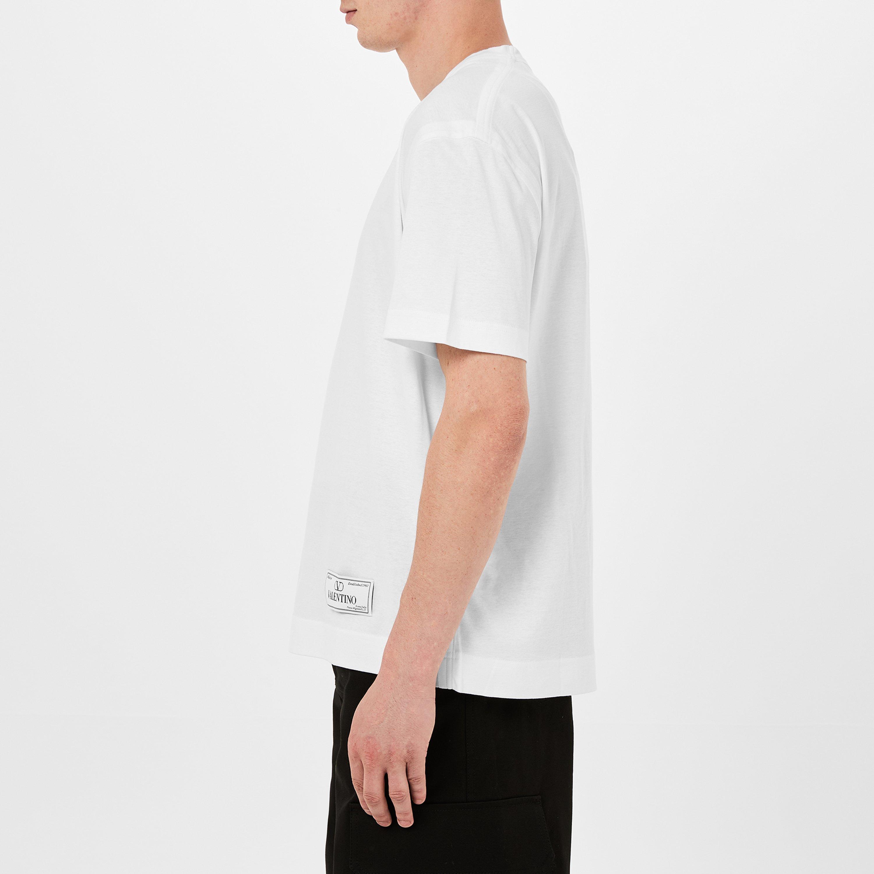 White - Valentino - Logo Appliqued T-Shirt - 2