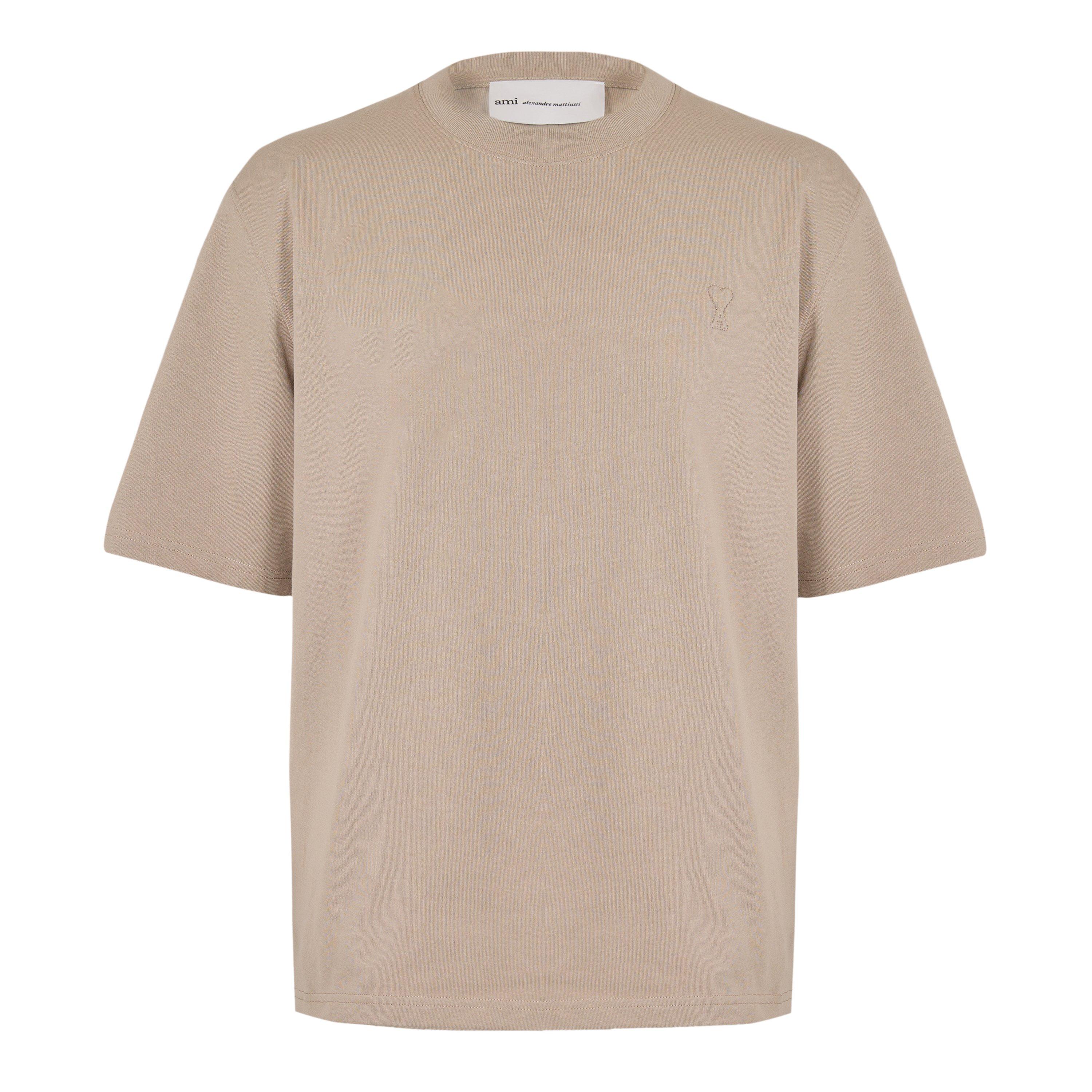 Beige Taupe - Ami Paris - Men's Embroidered ADC T-Shirt - 1
