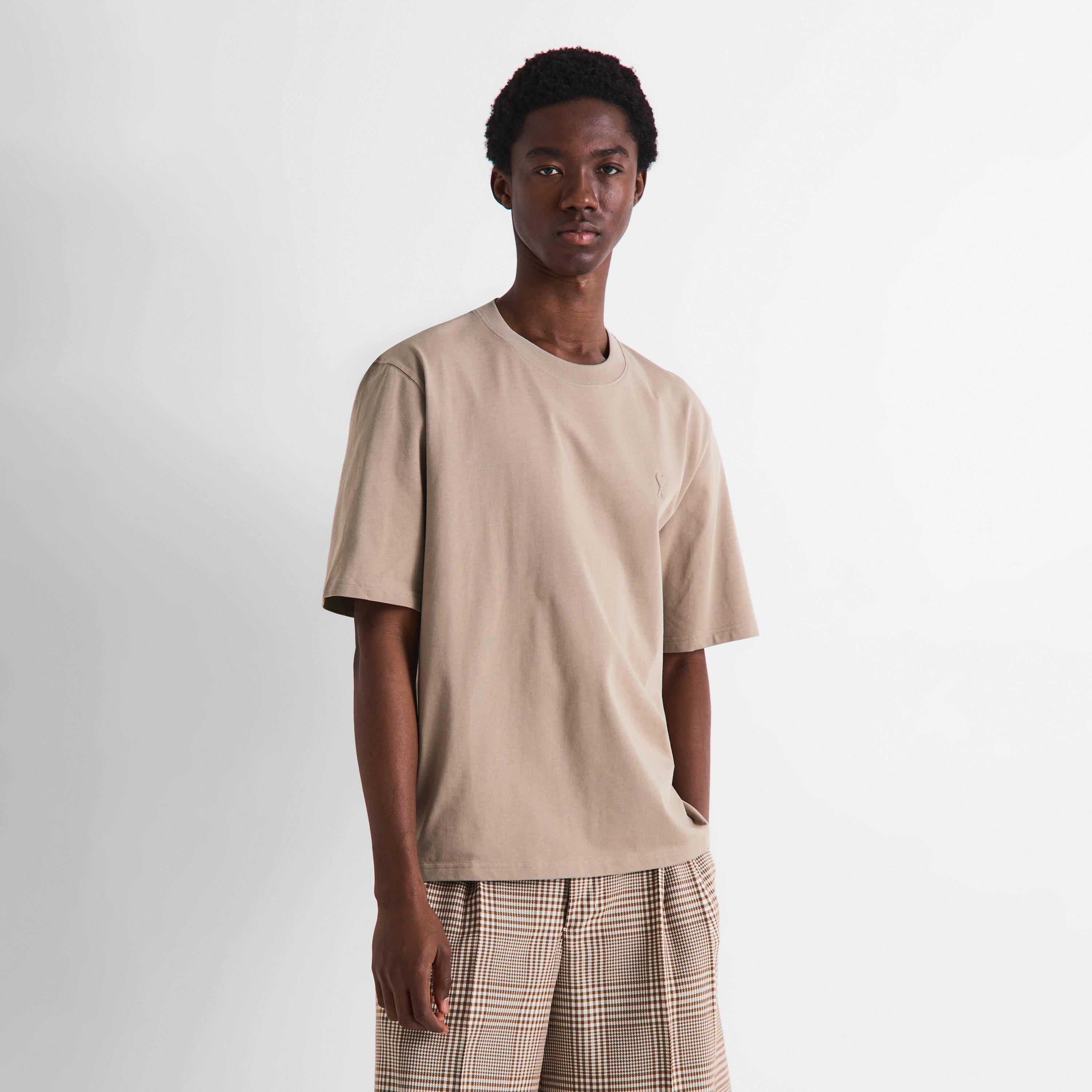 Beige Taupe - Ami Paris - Men's Embroidered ADC T-Shirt - 3
