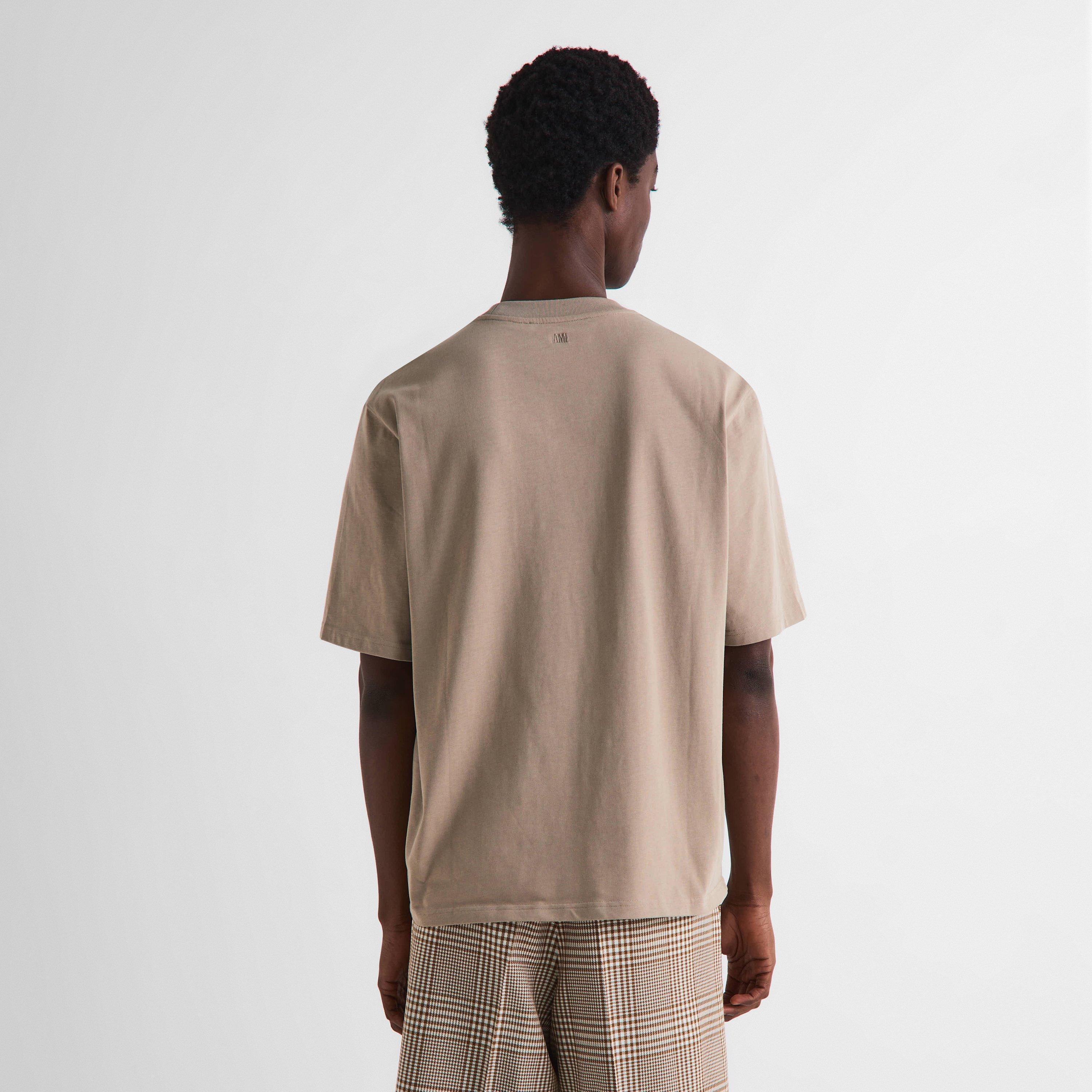 Beige Taupe - Ami Paris - Men's Embroidered ADC T-Shirt - 4