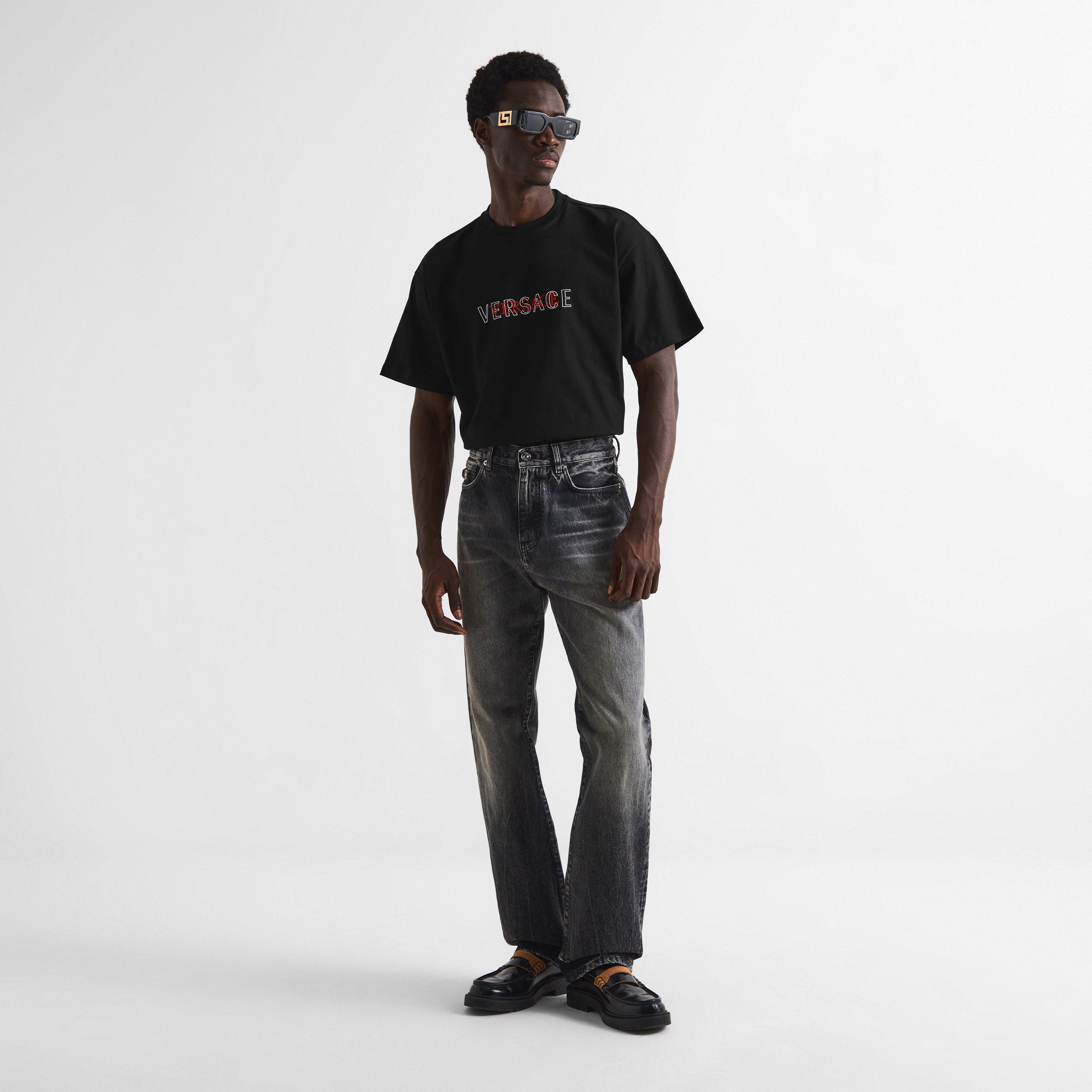 Black - Versace - Versace Emb Logo Tee Sn64 - 6
