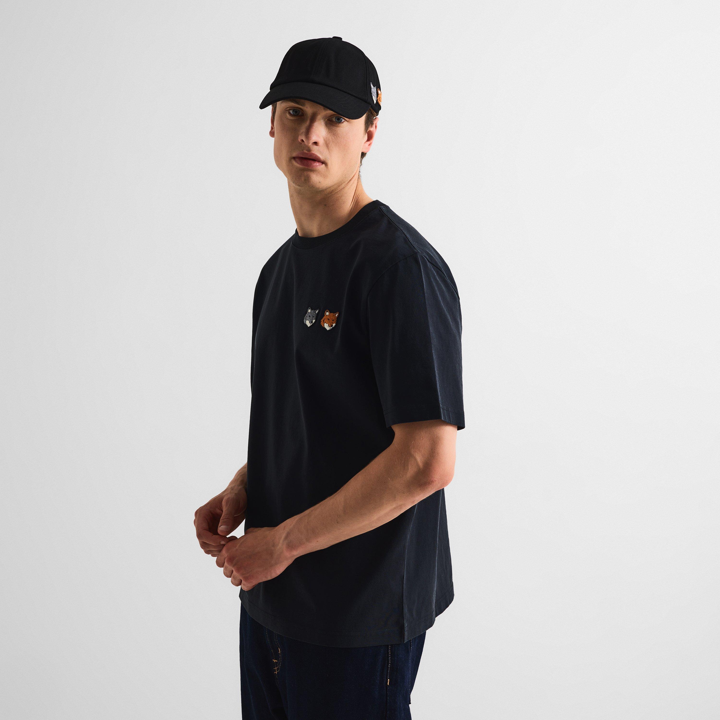 Anthracite - Maison Kitsune - Men's Double Fox Hooded Comfort T-Shirt - 3