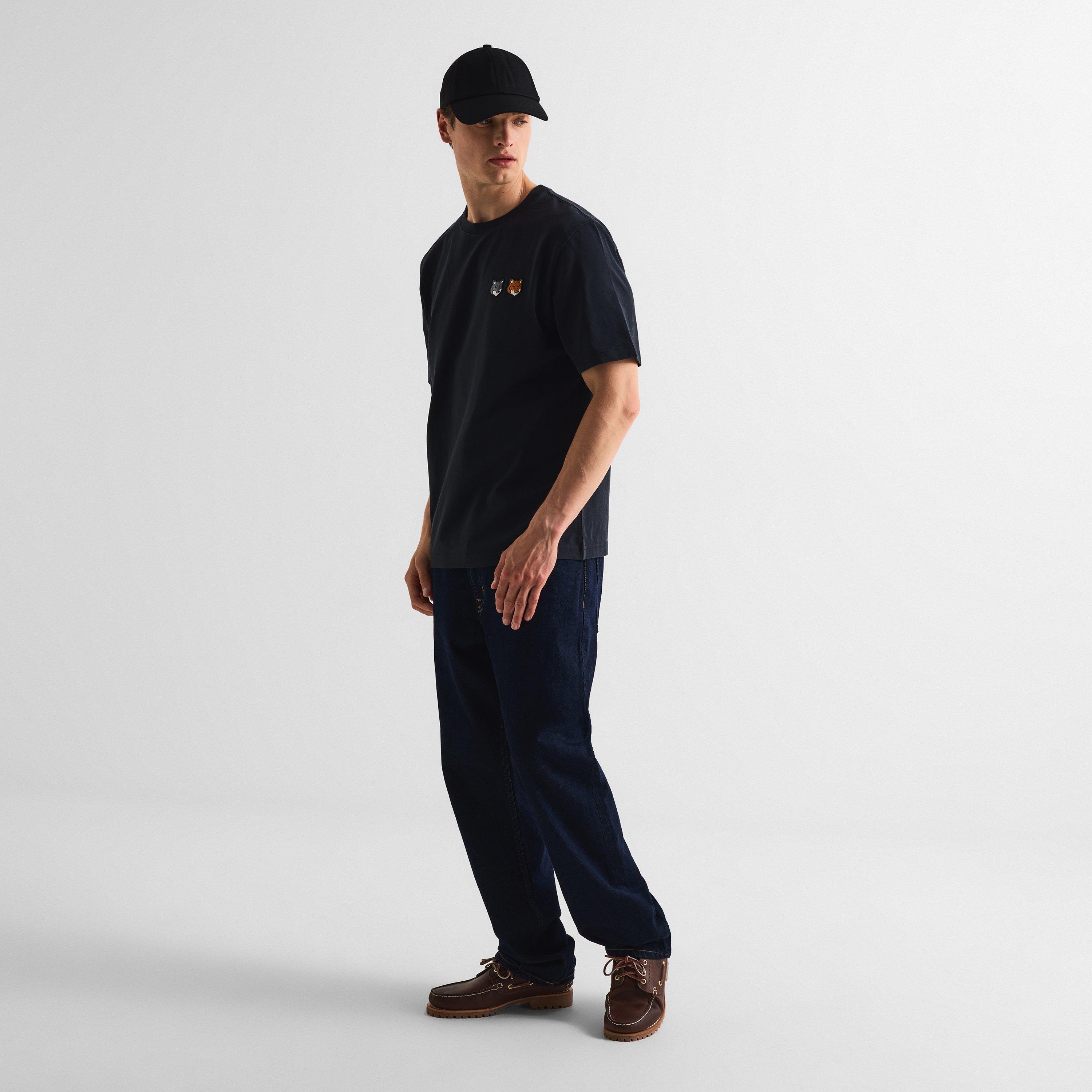 Anthracite - Maison Kitsune - Men's Double Fox Hooded Comfort T-Shirt - 5