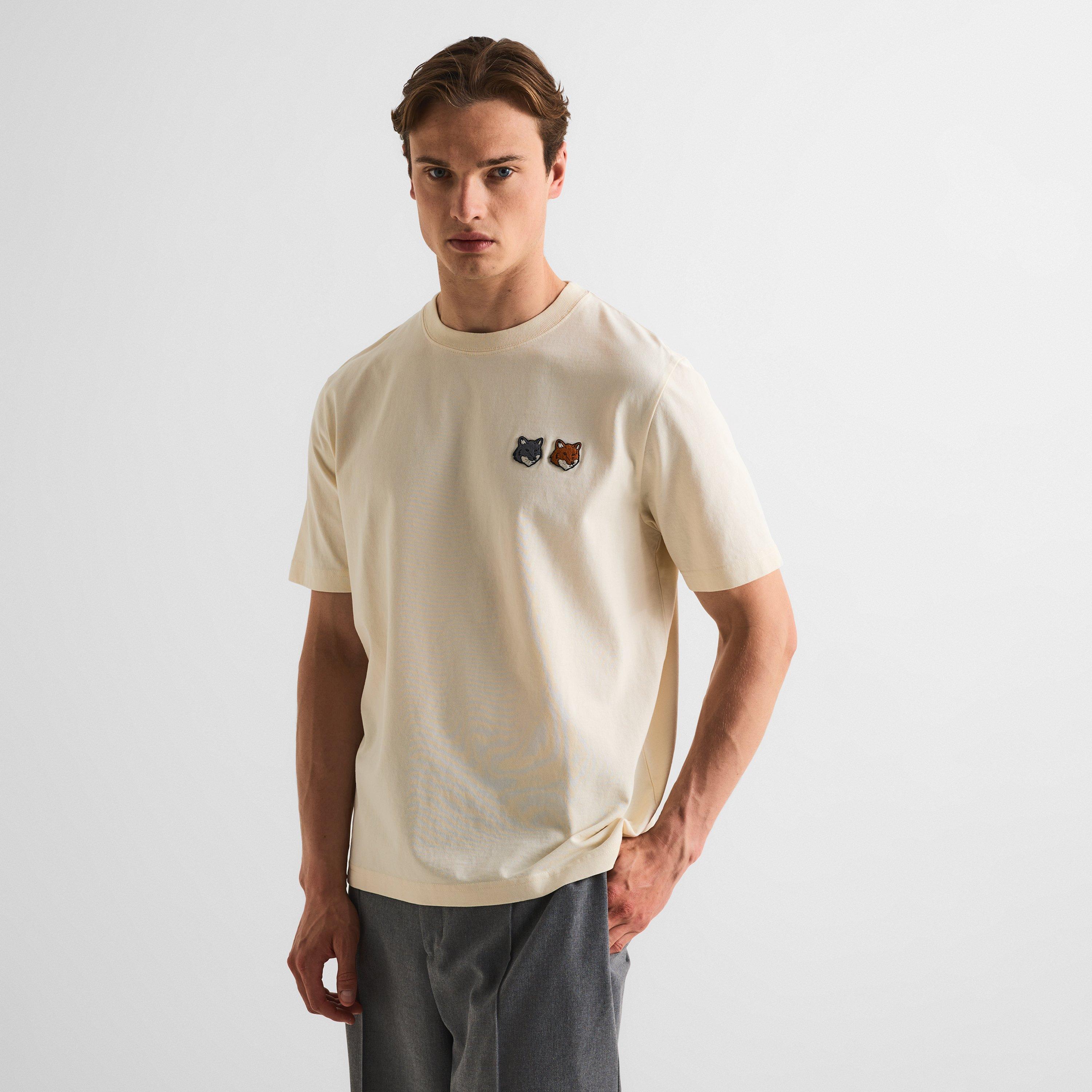 Latte - Maison Kitsune - Men's Double Fox Hooded Comfort T-Shirt - 3