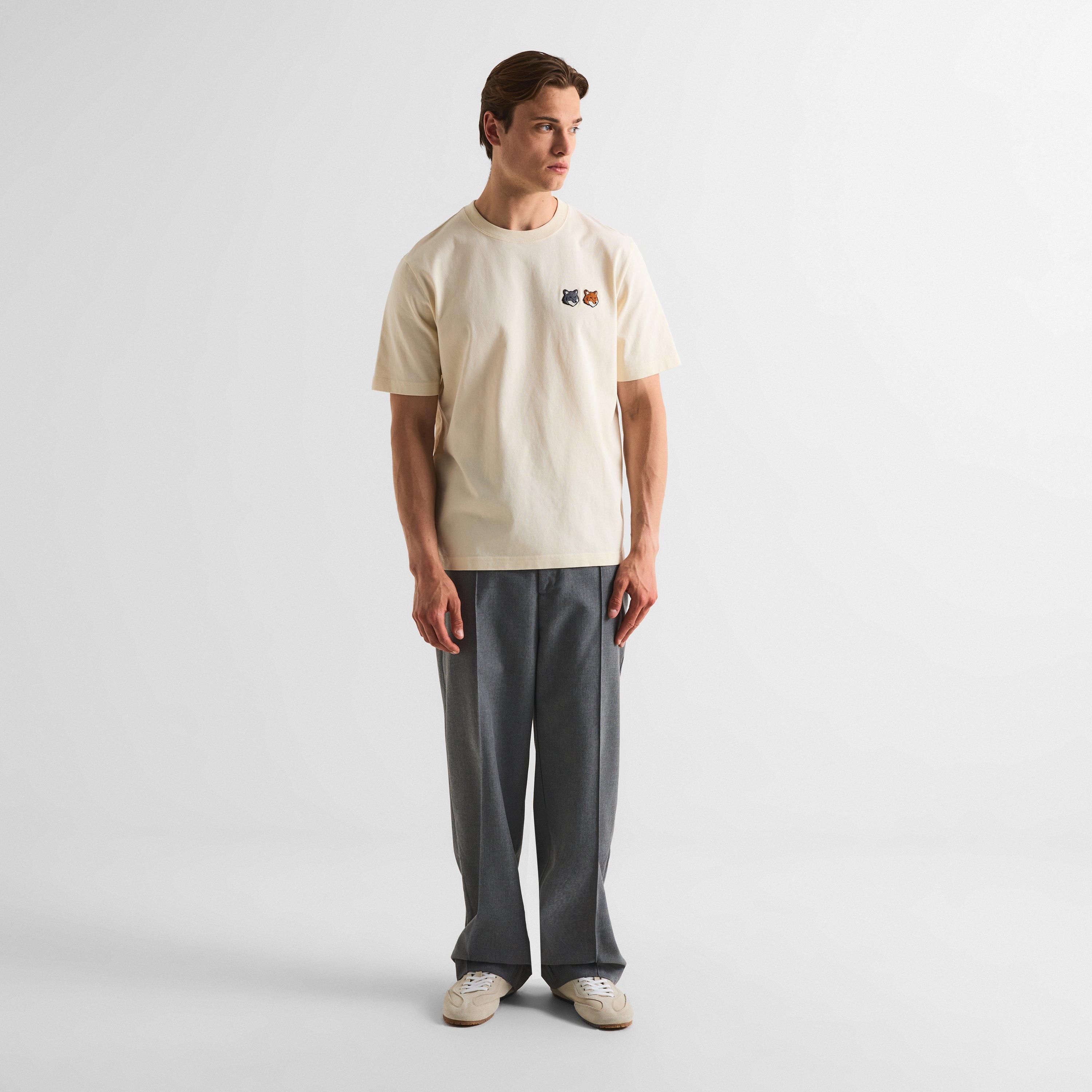 Latte - Maison Kitsune - Men's Double Fox Hooded Comfort T-Shirt - 5