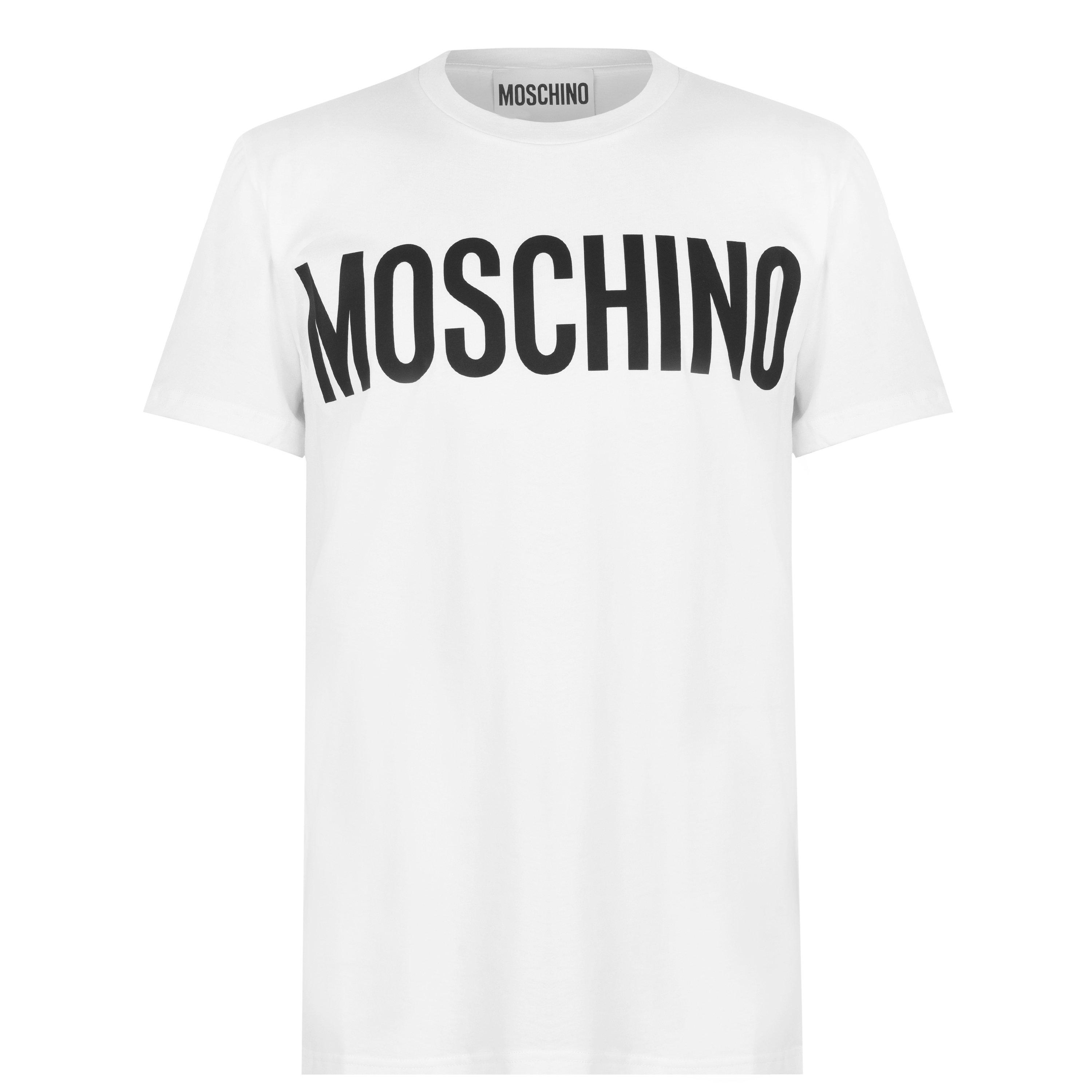 White A1001 - Moschino - Men's Logo Cotton Short-Sleeve Crew-Neck T-Shirt - 5