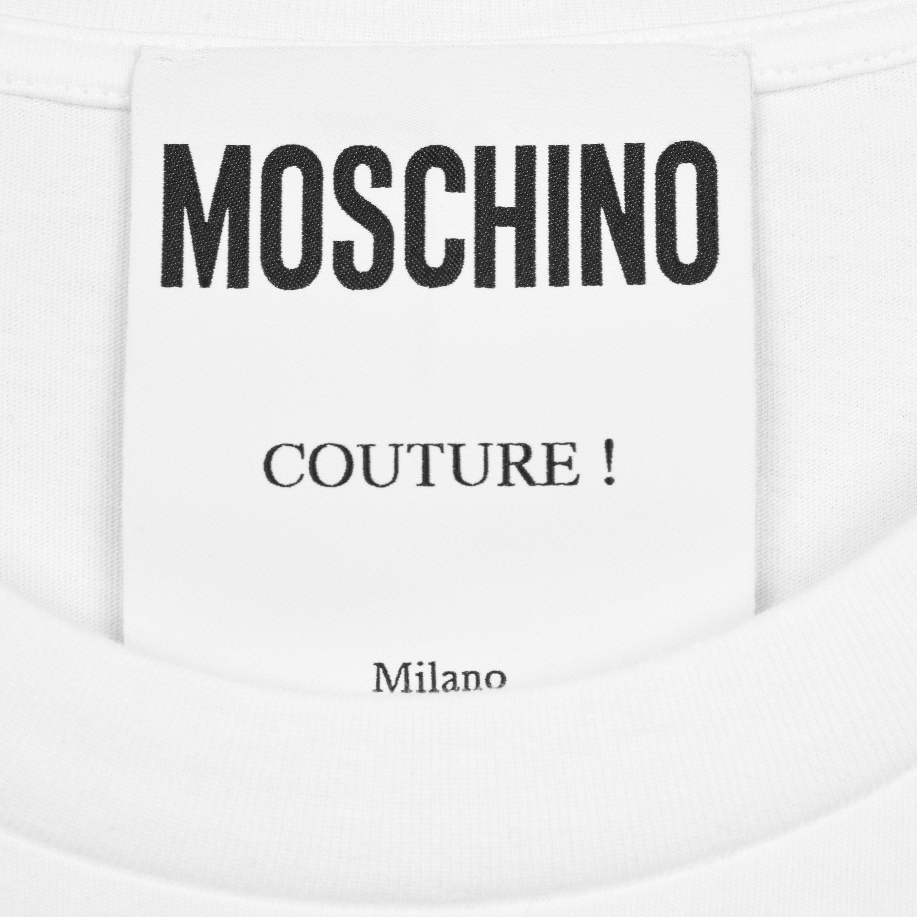 White A1001 - Moschino - Men's Logo Cotton Short-Sleeve Crew-Neck T-Shirt - 7