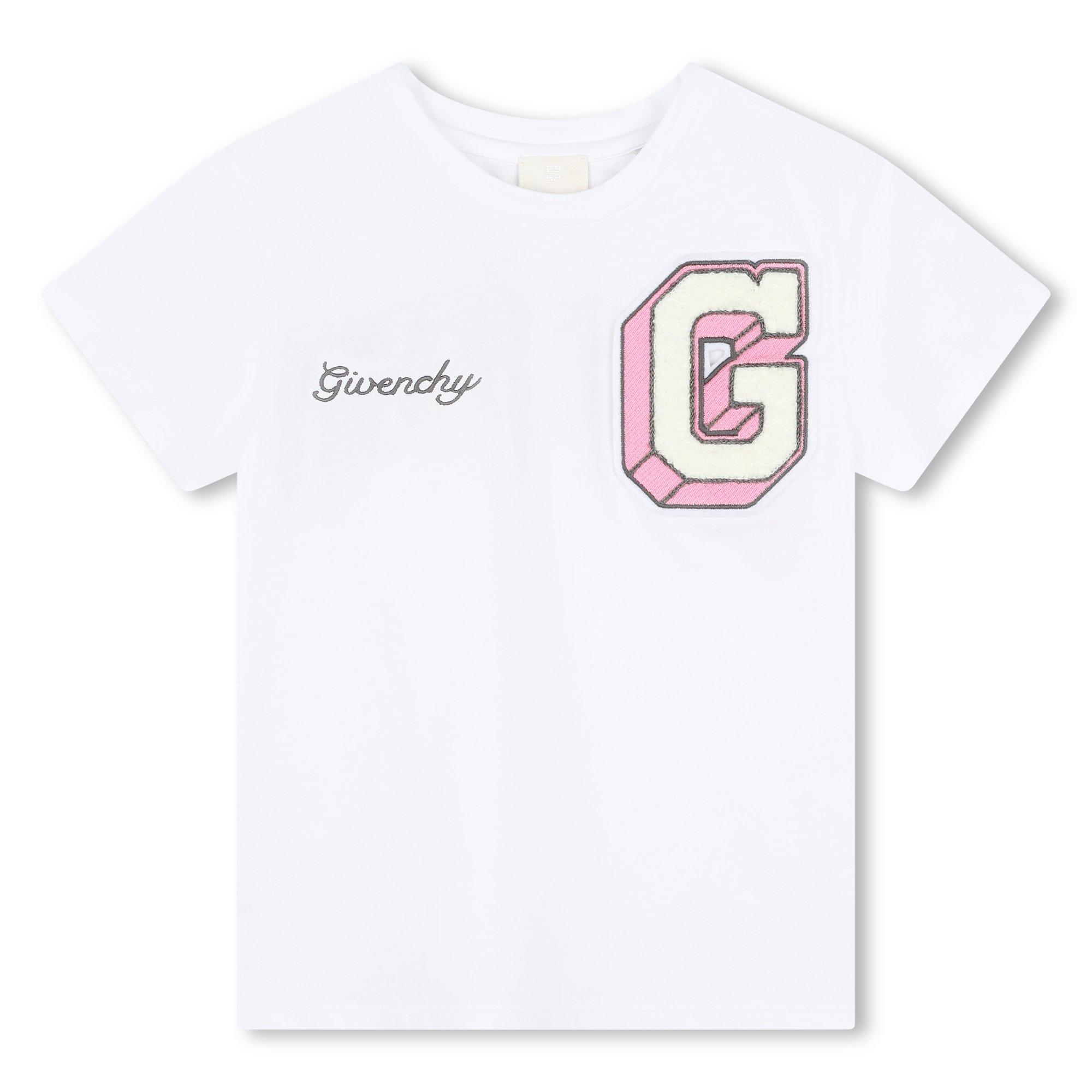 Givenchy Girls Varsity Print T-Shirt Junior - Wht/Pnk 10P - 8Y