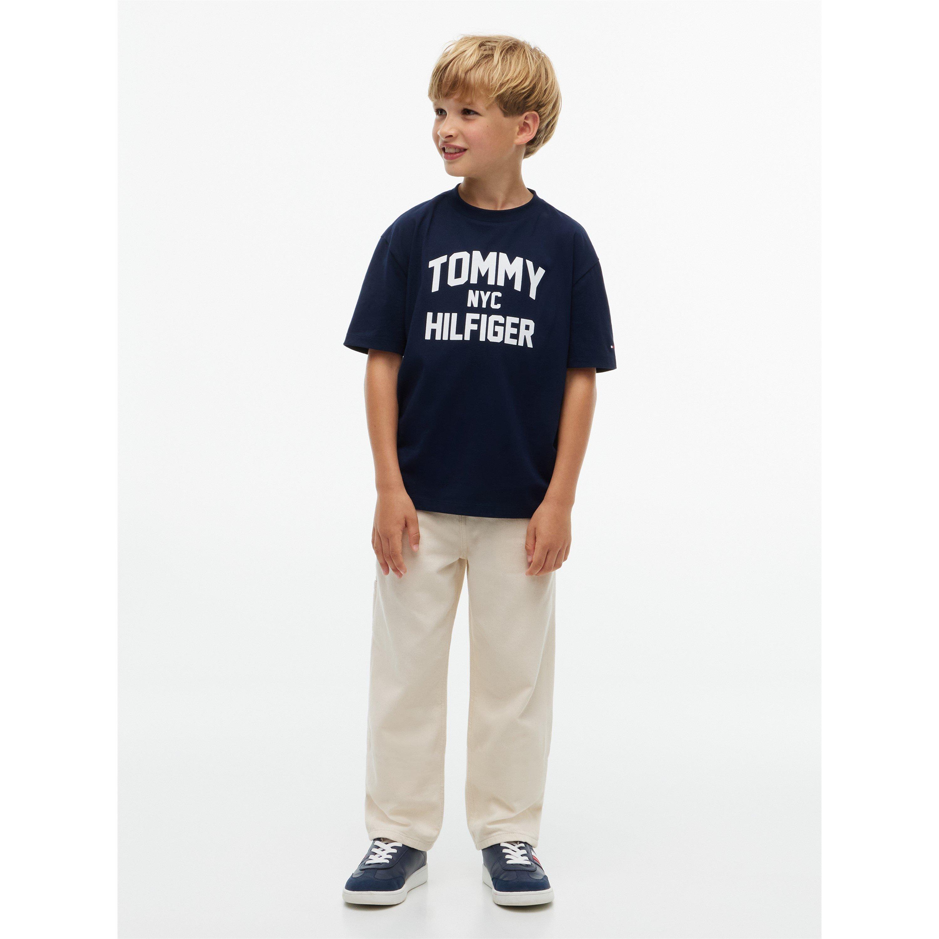 Dark Blue C1G - Tommy Hilfiger - Kids' Varsity Cotton Short-Sleeve T-Shirt - 3