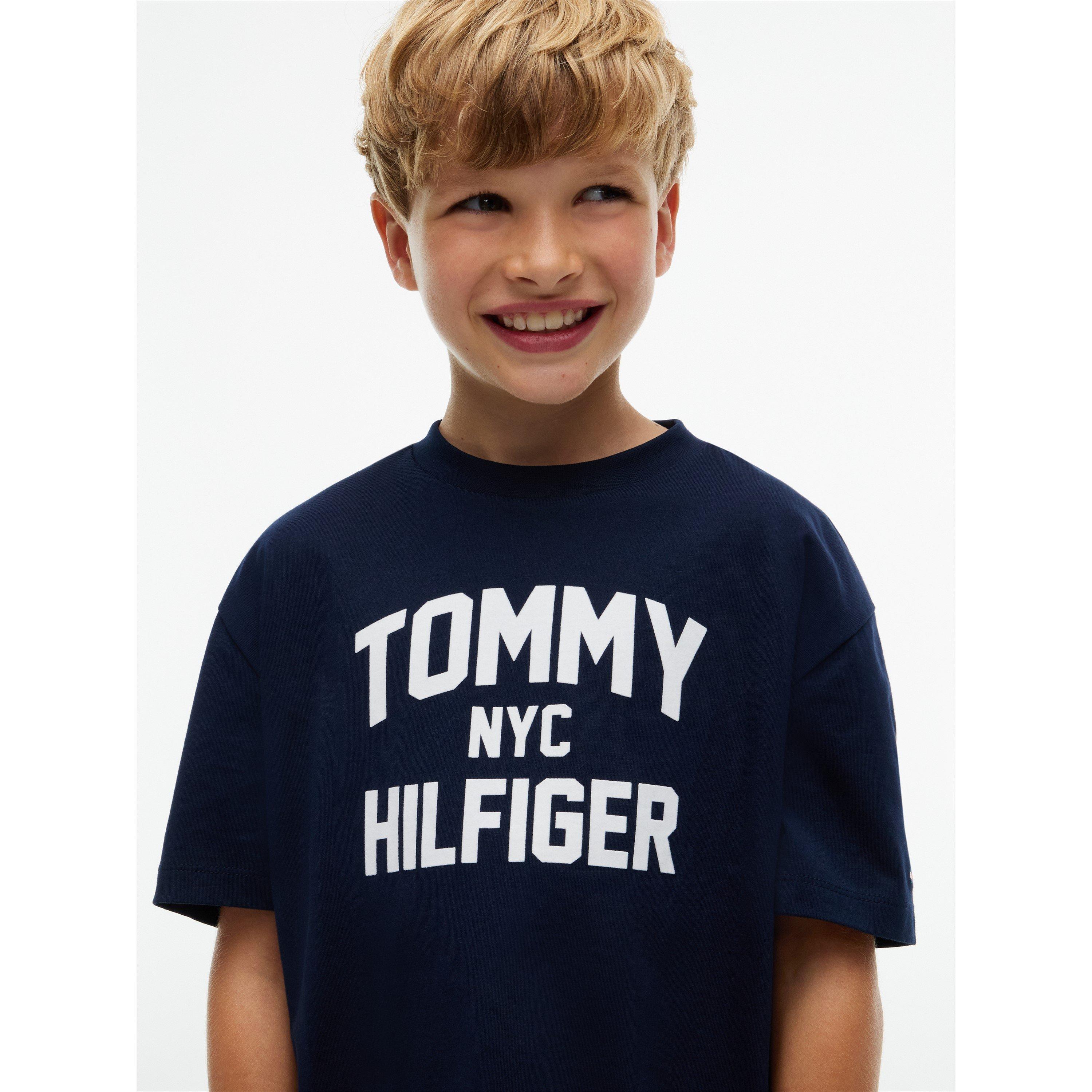 Dark Blue C1G - Tommy Hilfiger - Kids' Varsity Cotton Short-Sleeve T-Shirt - 4