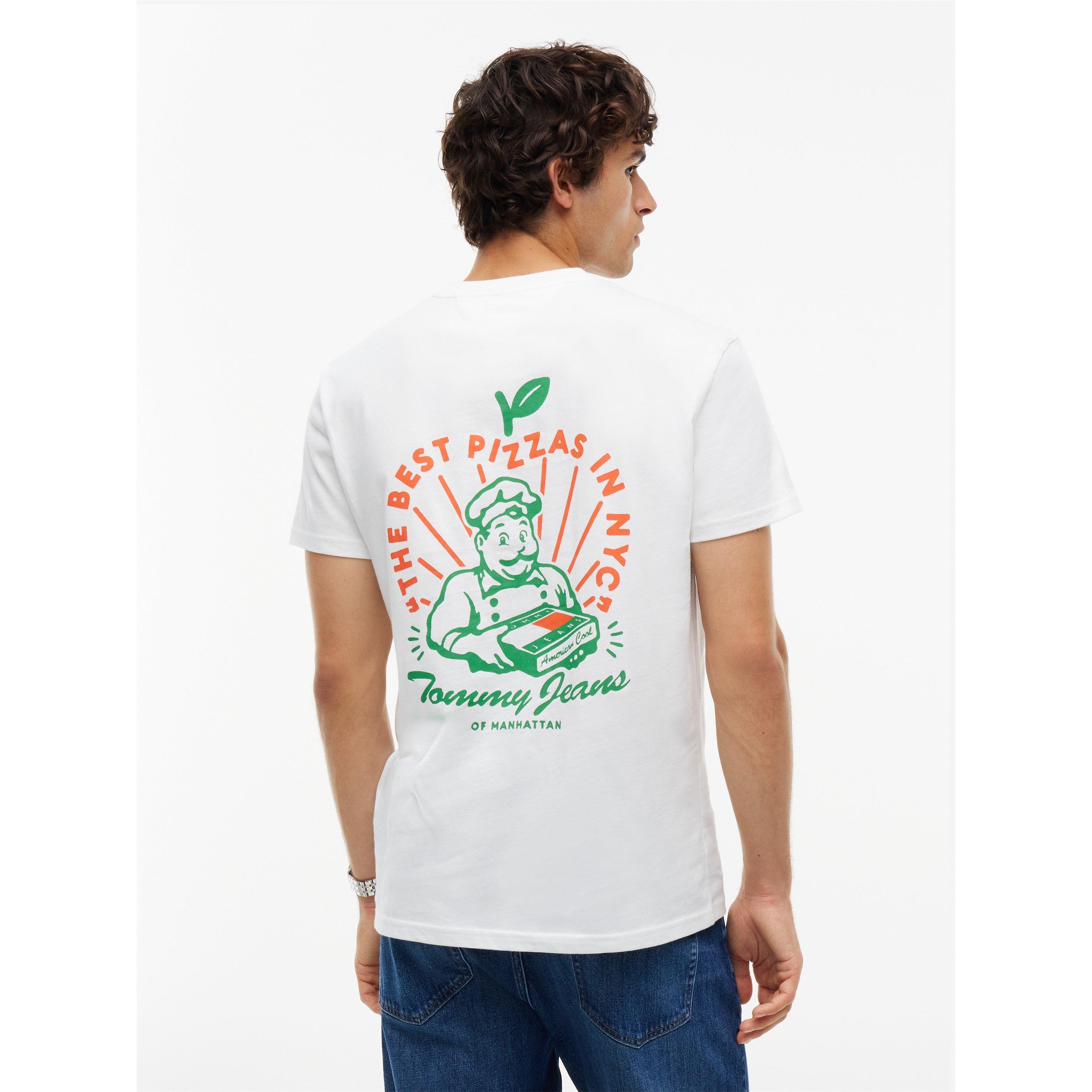 Ecru - Tommy Jeans - Men's Pizza Cotton Short-Sleeve Crew-Neck T-Shirt - 2