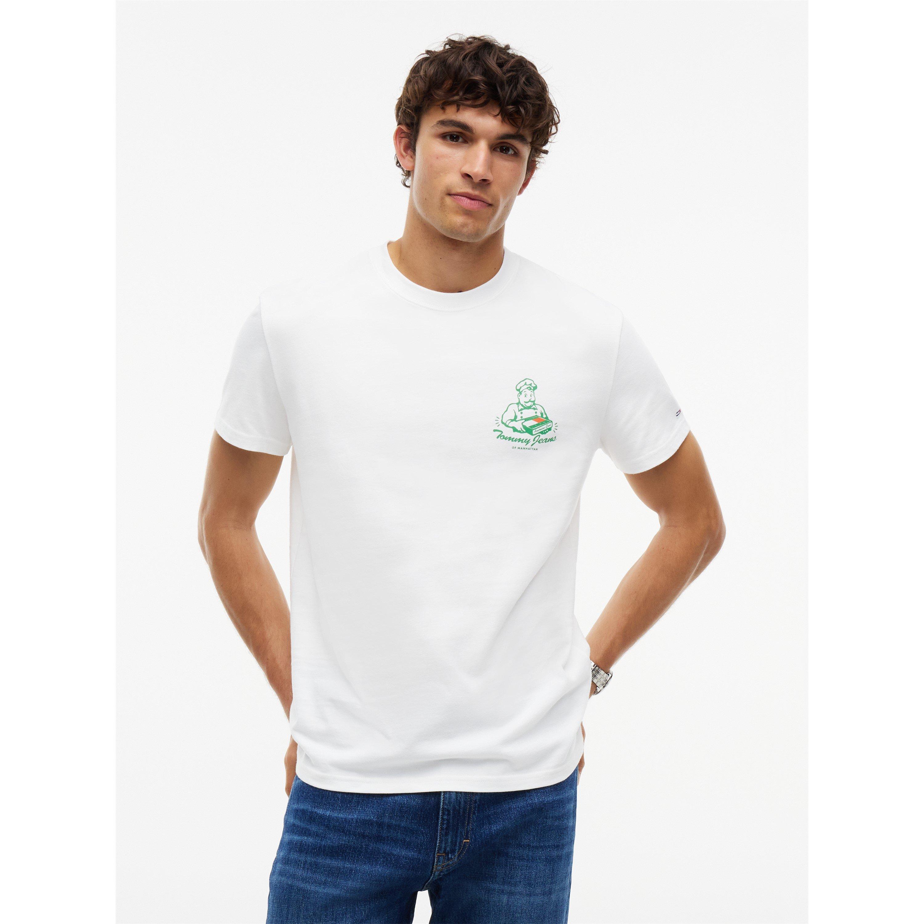 Ecru - Tommy Jeans - Men's Pizza Cotton Short-Sleeve Crew-Neck T-Shirt - 3