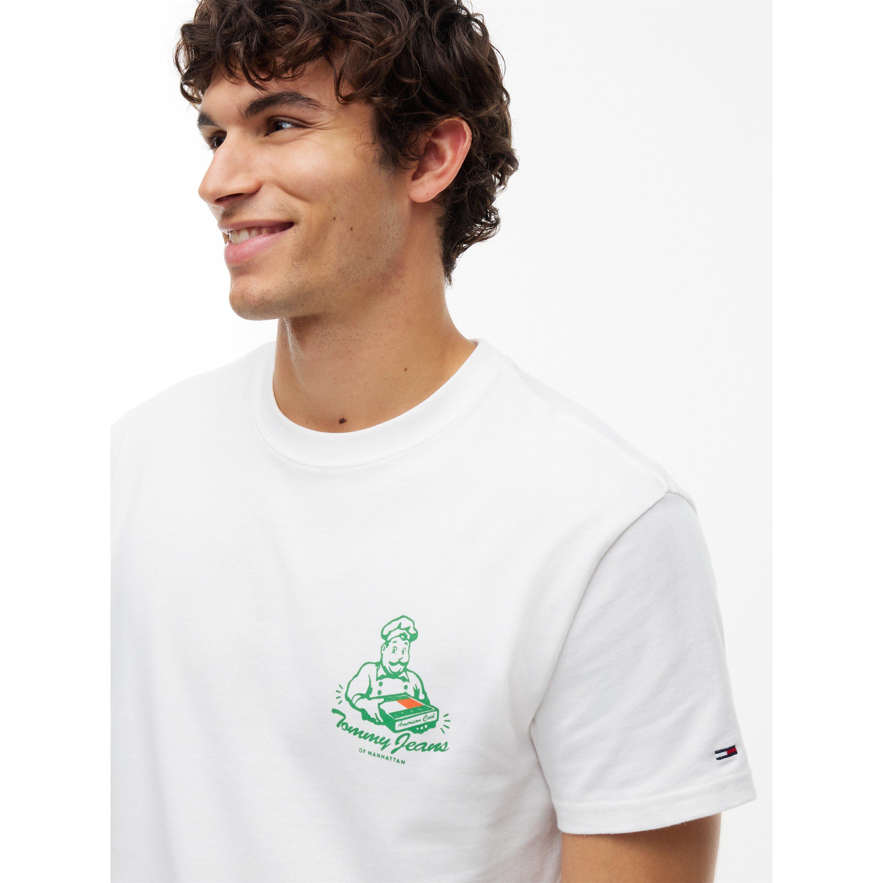 Ecru - Tommy Jeans - Men's Pizza Cotton Short-Sleeve Crew-Neck T-Shirt - 4