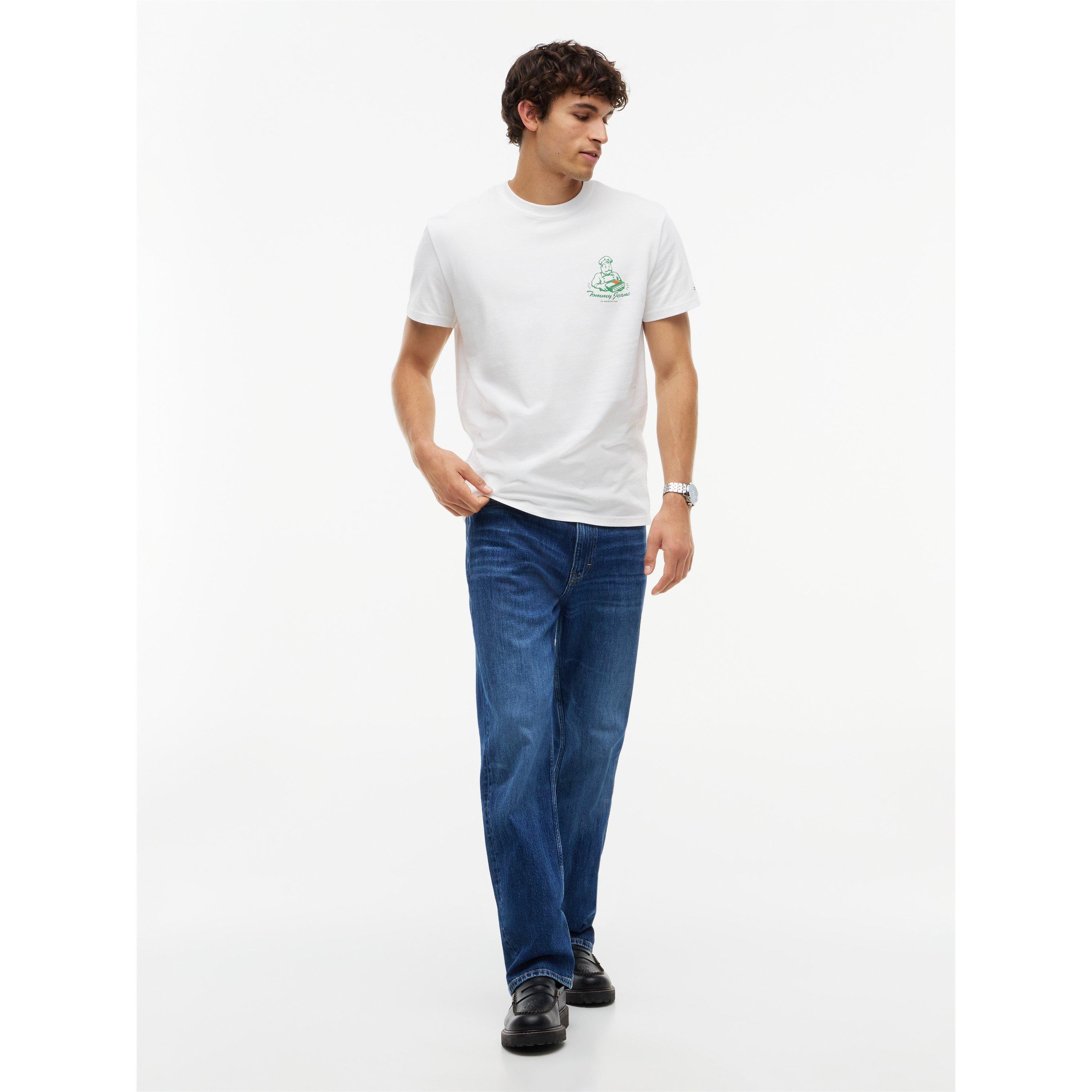 Ecru - Tommy Jeans - Men's Pizza Cotton Short-Sleeve Crew-Neck T-Shirt - 5