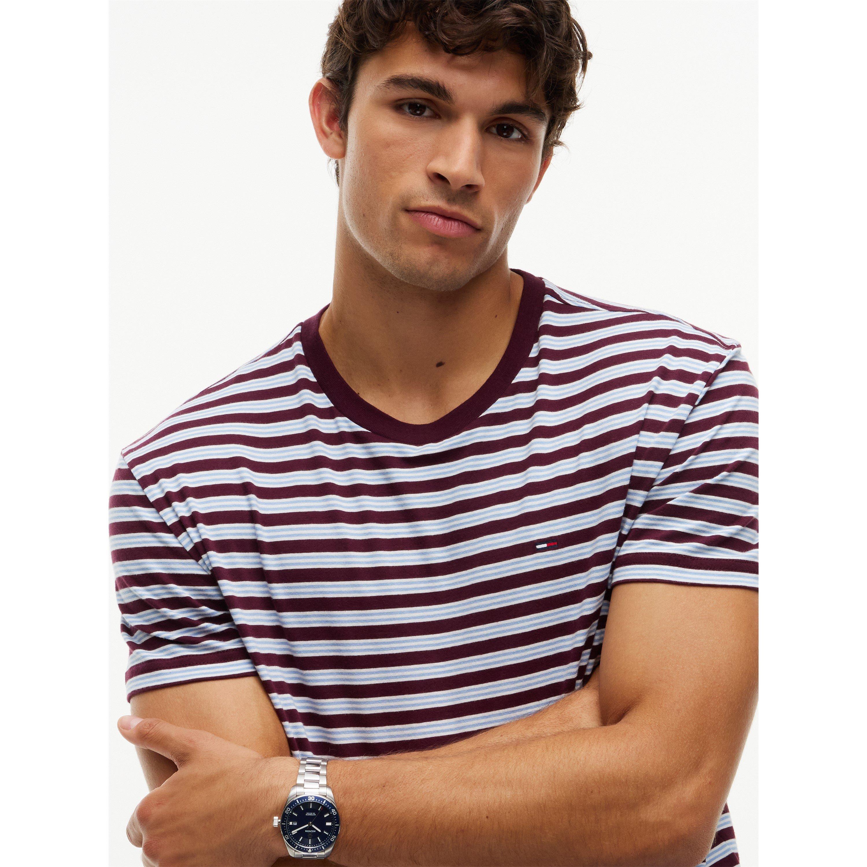 Calypso Berry - Tommy Jeans - Men's Striped Cotton Short-Sleeve T-Shirt - 4