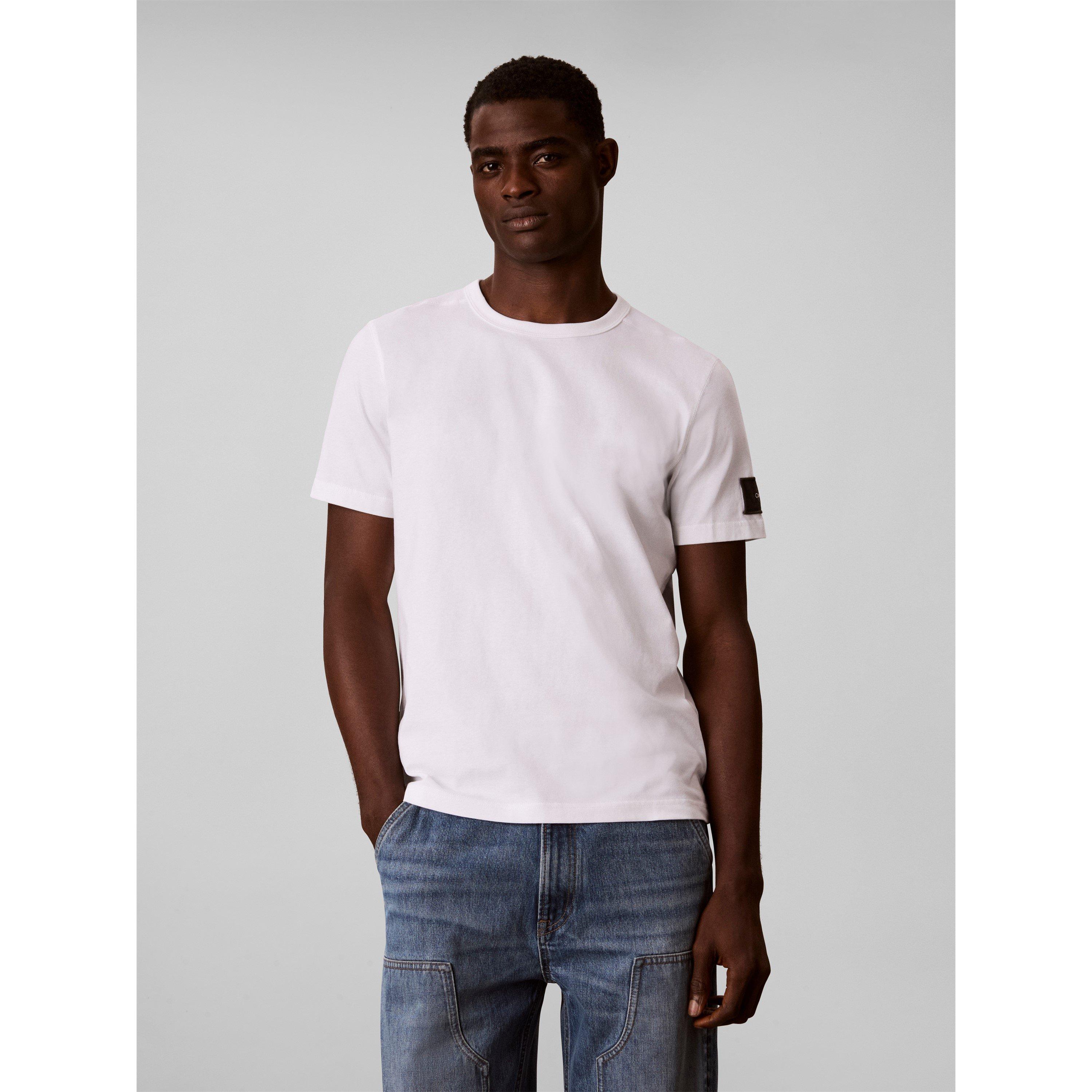 Branco YAF - Calvin Klein Jeans - Men's Badge Logo Cotton Short-Sleeve T-Shirt - 2