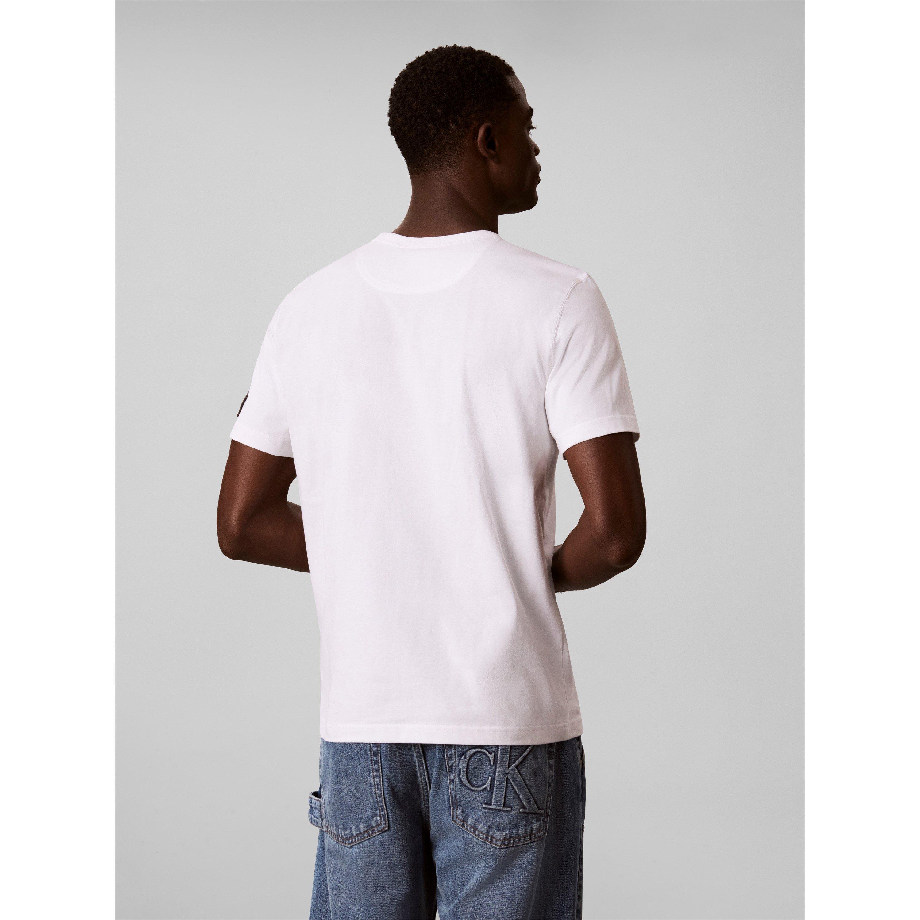 Branco YAF - Calvin Klein Jeans - Men's Badge Logo Cotton Short-Sleeve T-Shirt - 3