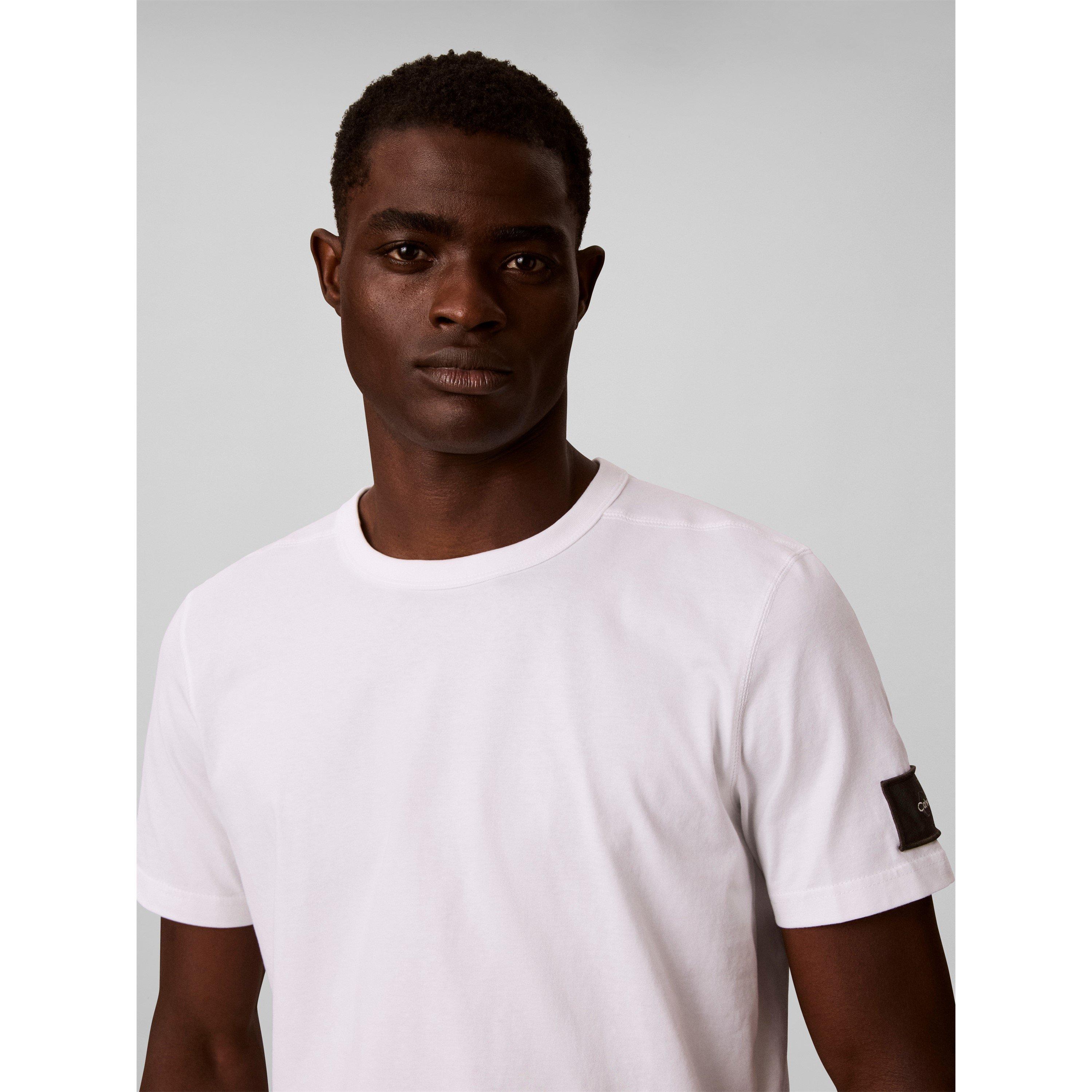 Branco YAF - Calvin Klein Jeans - Men's Badge Logo Cotton Short-Sleeve T-Shirt - 4