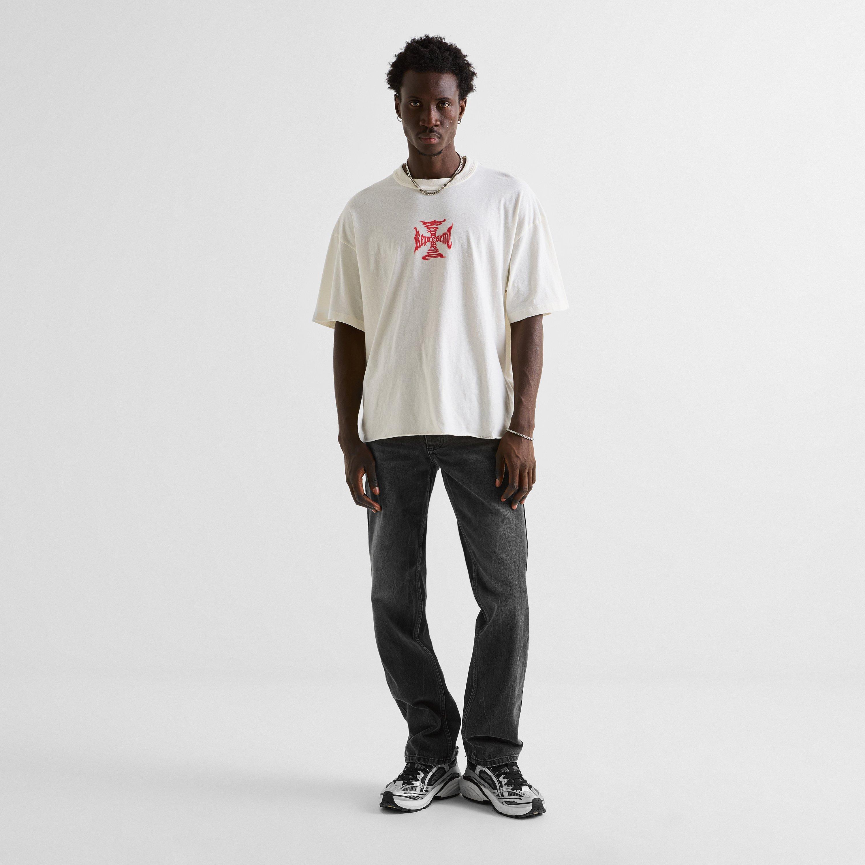 Flat White - Represent - Men's Mayhem T-Shirt V2 Oversized Cotton Hemp - 6