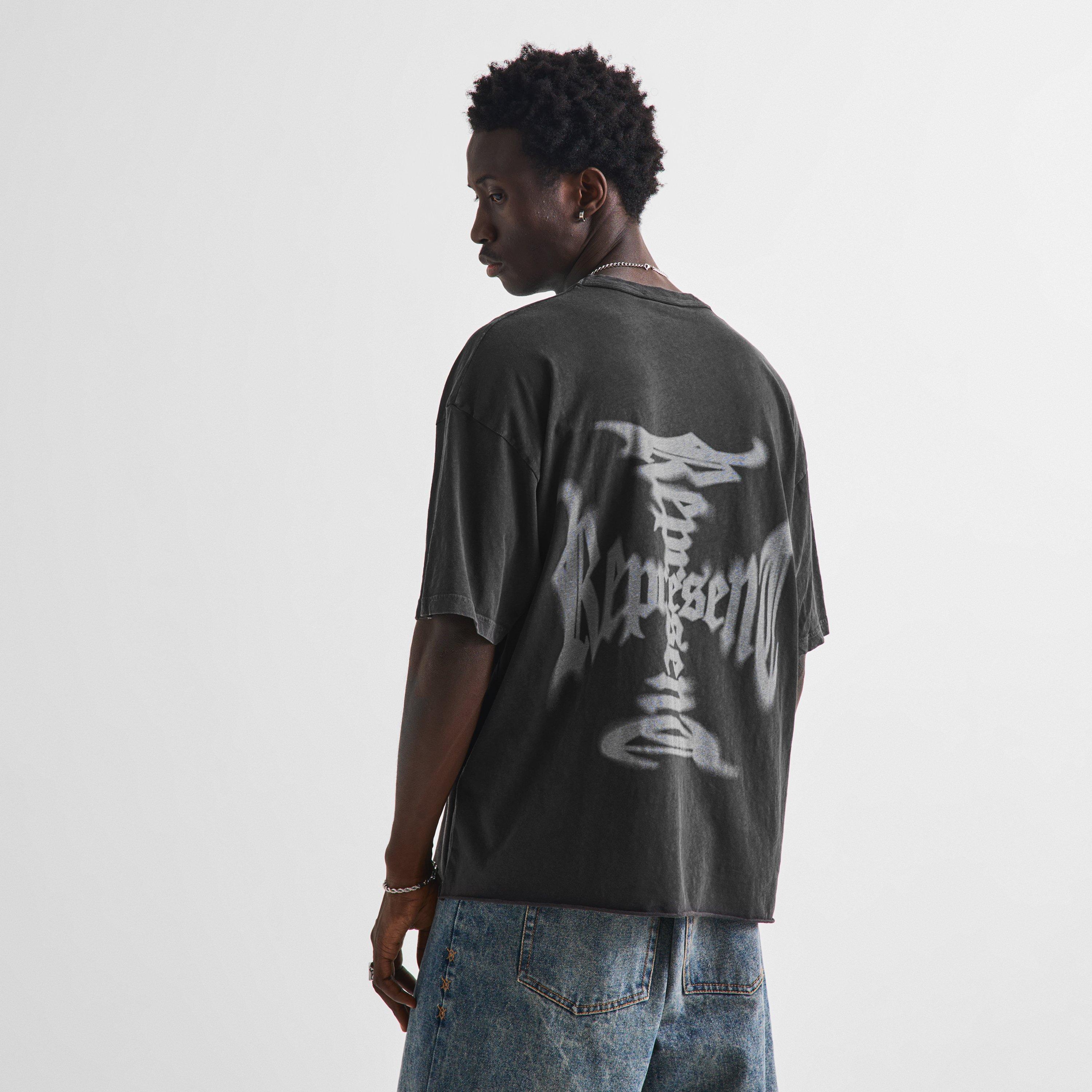 Faded Black - Represent - Men's Mayhem T-Shirt V2 Oversized Cotton Hemp - 4