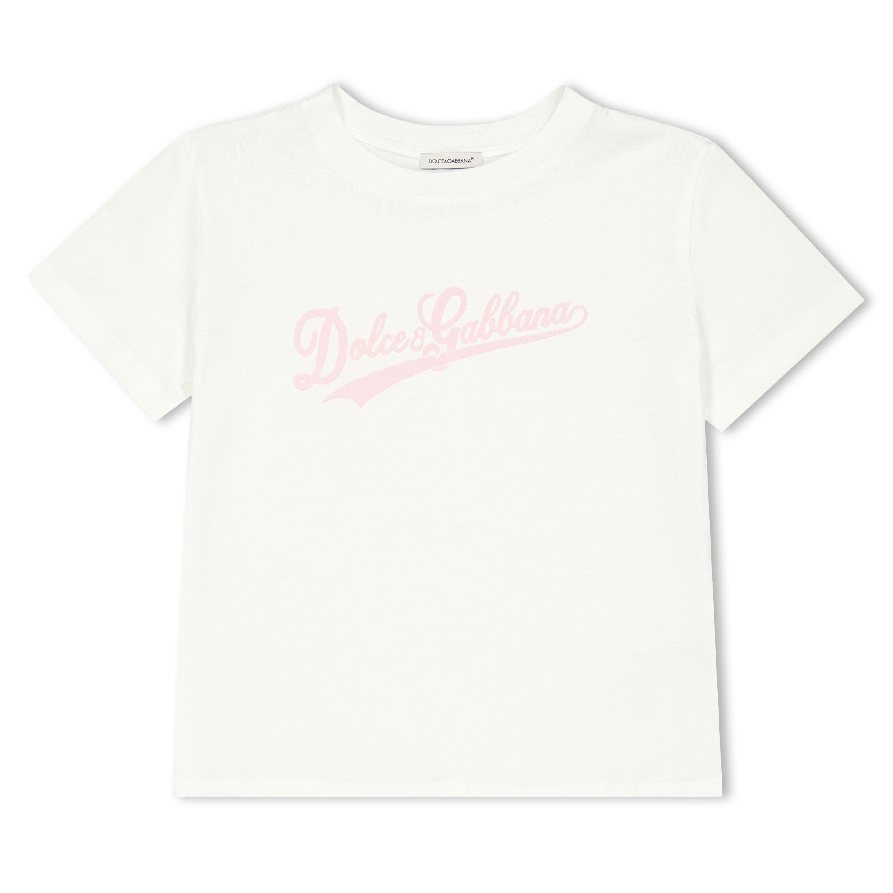 Dolce and Gabbana DG LG Tee Jn63 - Wht Pink S9001 - Size 10Y