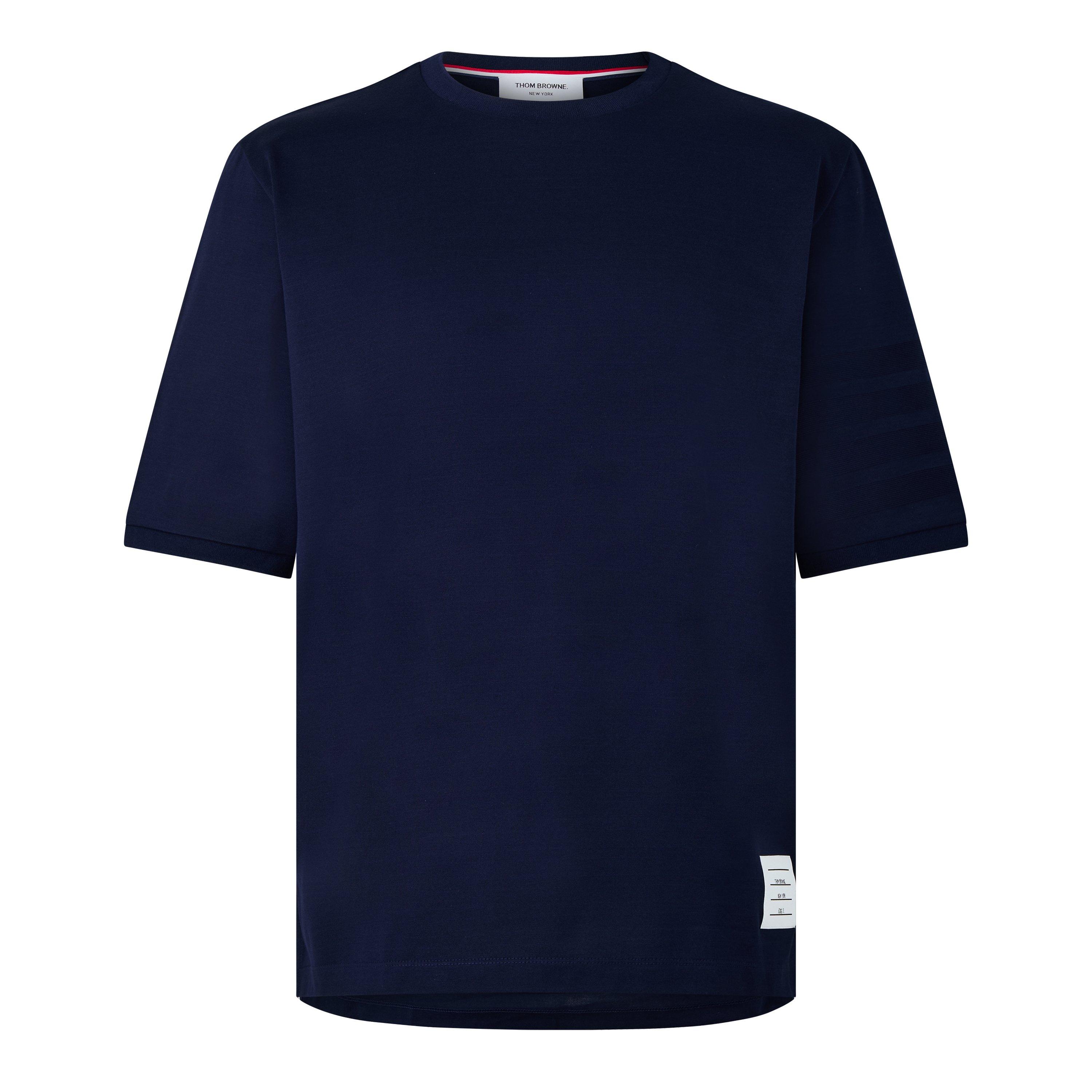Thom Browne | Men's 4Bar Rib Cuff Short-Sleeve Cotton T-Shirt